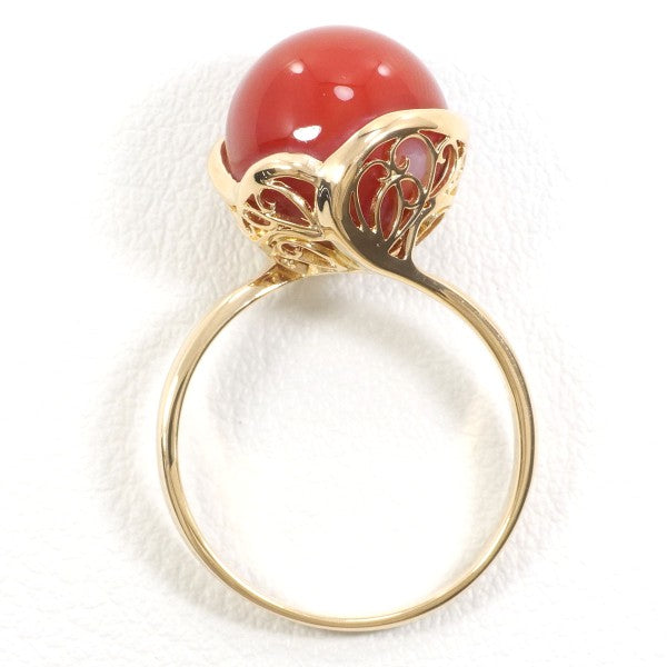 18K Yellow Gold Coral Ring for Women - Elegant Handmade Jewelry Gift for Birthday, Anniversary & Valentine's Day | Perfect for Beach Weddings, Summer Parties & Boho Fashion