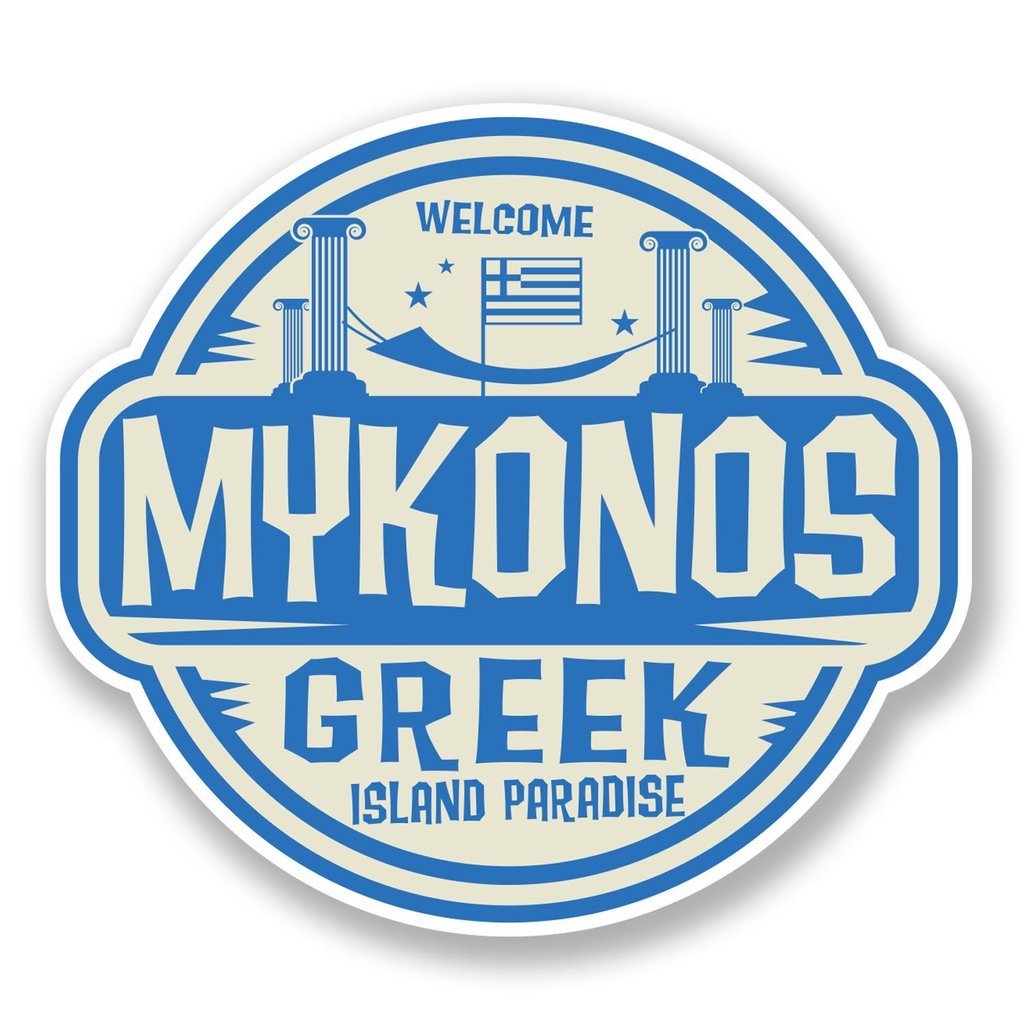 Mykonos Greece Vinyl Sticker Decal - Waterproof Laptop, Car Bumper, Luggage Decoration - 5 Inch Travel Souvenir for Laptops, Cars, Suitcases & Water Bottles