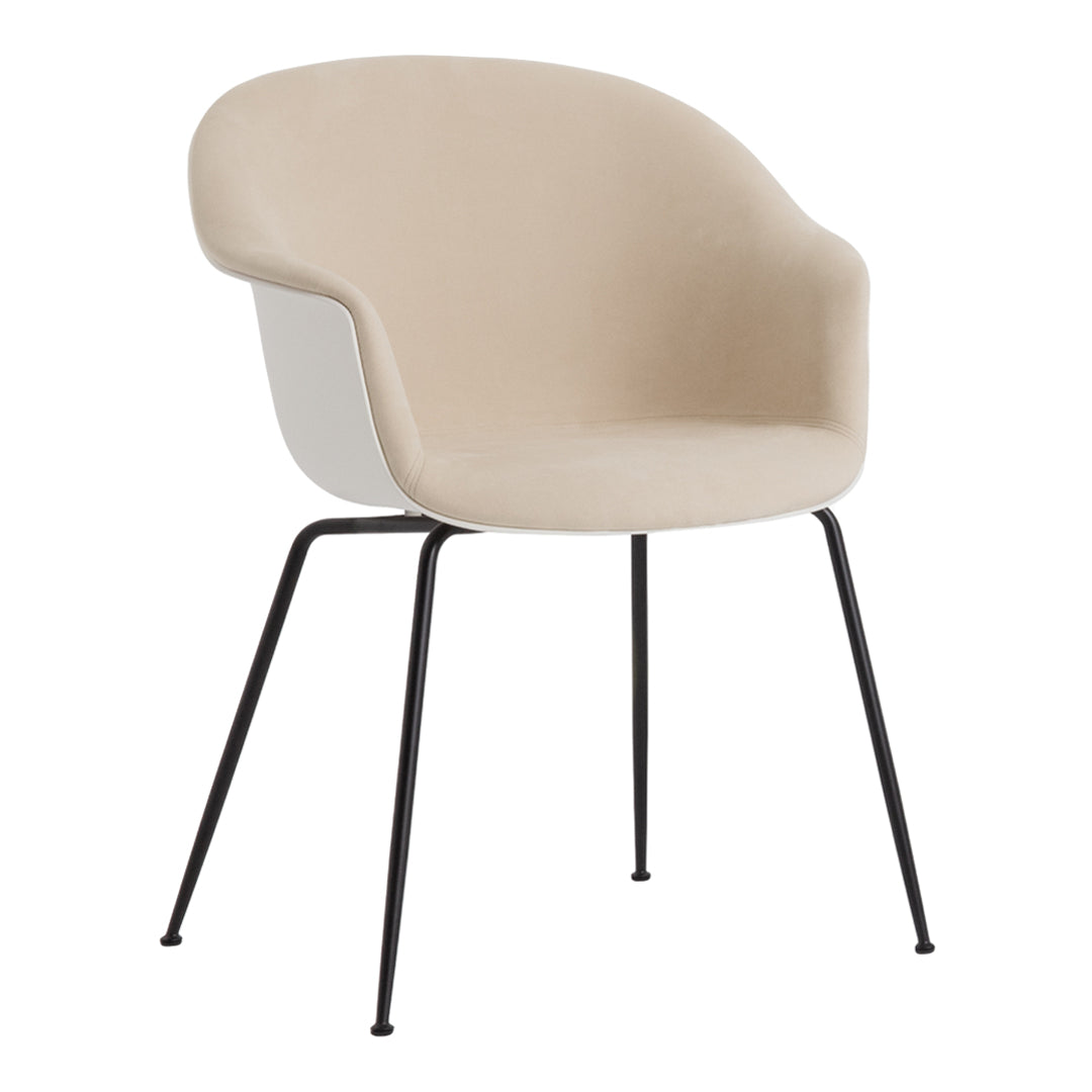 Modern Bat Dining Chair with Black Matte Conic Base & Front Upholstery - Perfect for Kitchen, Dining Room, and Restaurant Settings