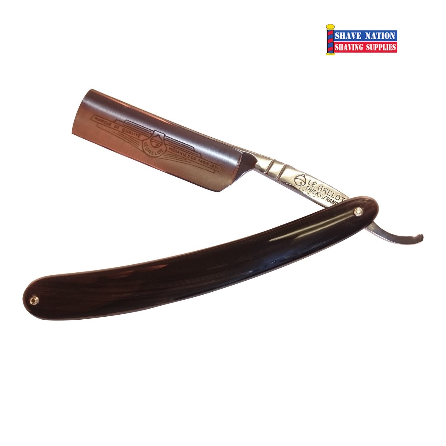 Thiers Issard Le Grelot 6/8 Straight Razor with Black Horn Handles - Premium Shaving Razor for Barbers & Wet Shaving Enthusiasts - Perfect for Professional Grooming & Classic Shaving Rituals