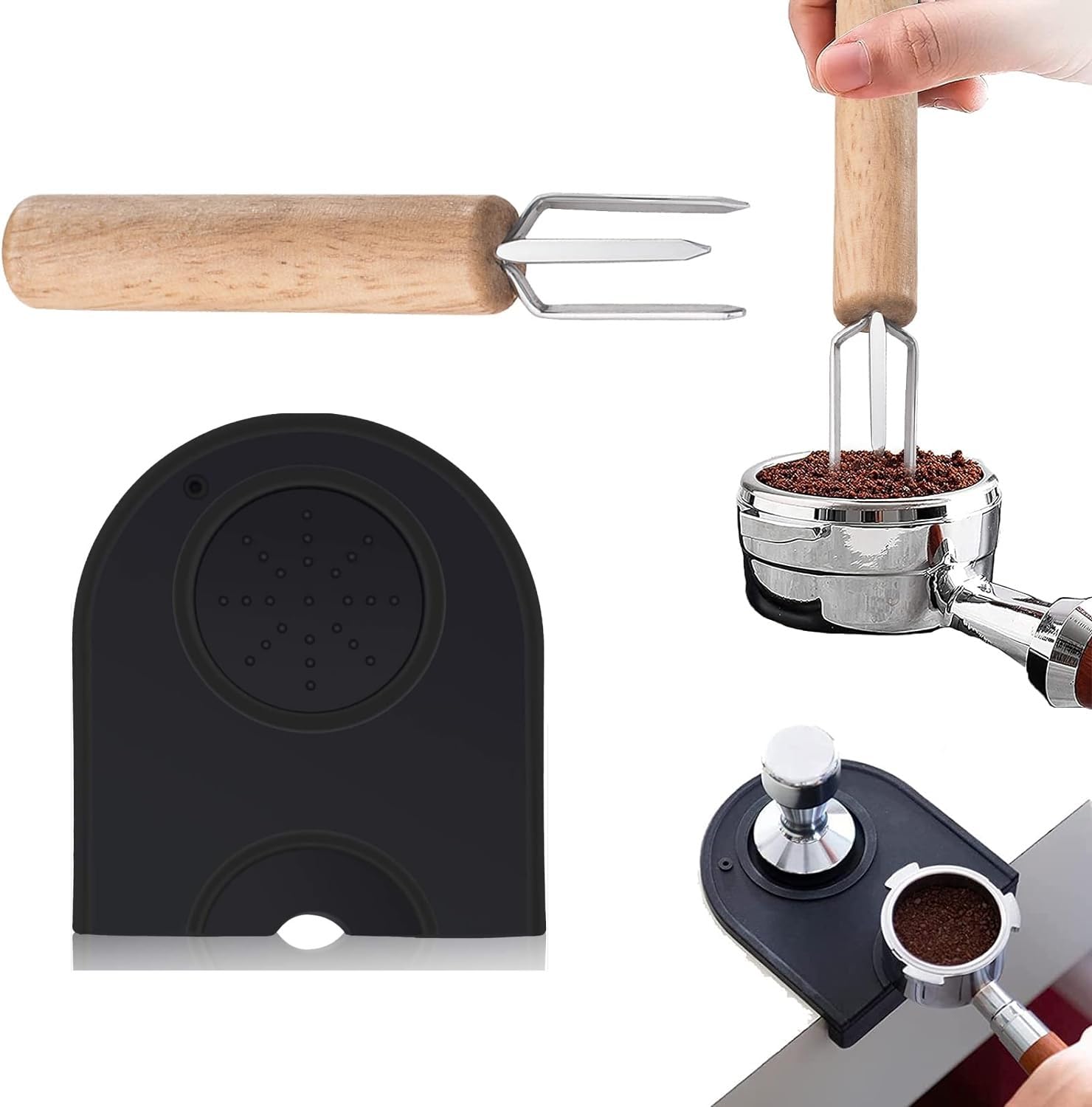 Premium Silicone Coffee Tamper Mat - Non-Slip Barista Tool with Needle for Espresso Grounds | Perfect for Home Kitchen & Professional Coffee Bars | Durable Anti-Tamper Coffee Powder Pad for Baristas & Coffee Enthusiasts