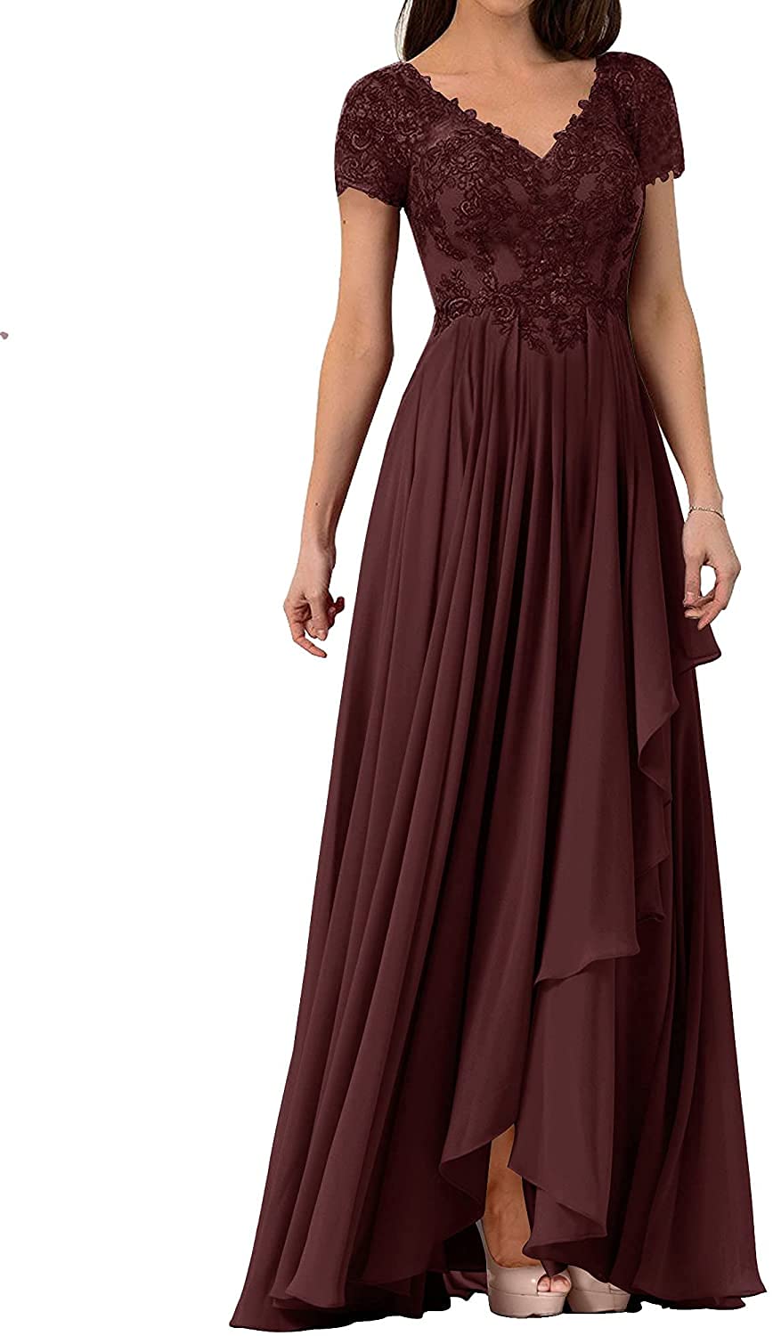 Elegant Mother of The Bride Dresses | Lace Wedding Guest Gowns for Women | Chiffon Formal Evening Dress with V-Neck | Perfect for Weddings, Receptions & Special Occasions