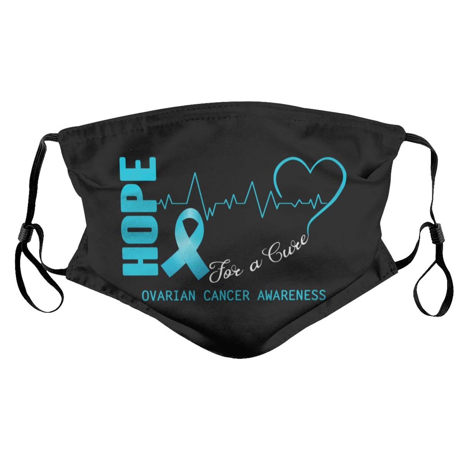 Reusable Cloth Face Mask with Filters for Men, Women & Kids - Ovarian Cancer Awareness - Perfect for Daily Wear & Outdoors