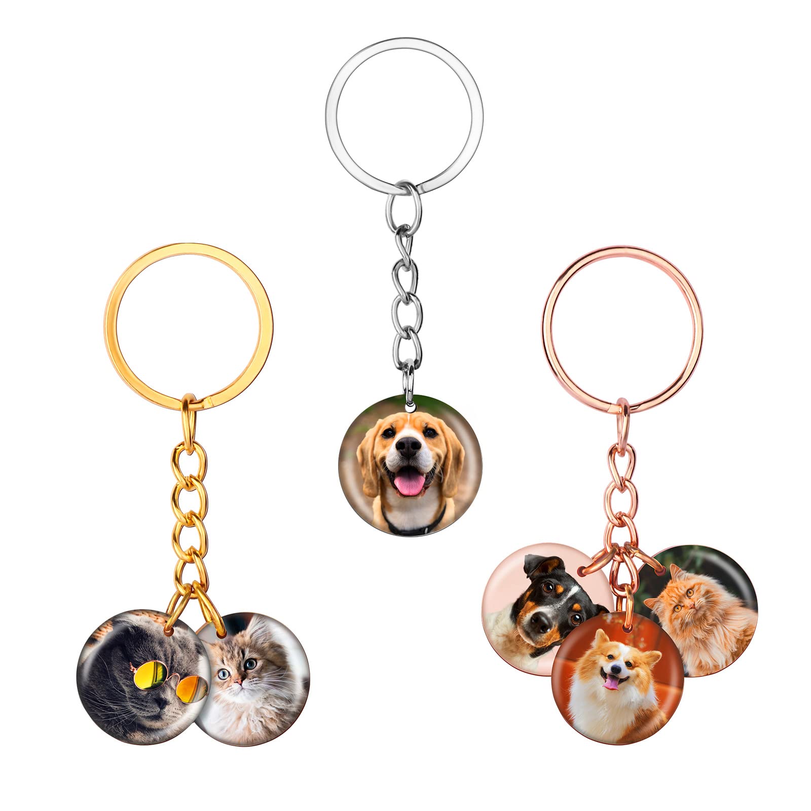 Custom Round Photo Dog Keychain - Personalized Pet Memorial Gift for Dog Moms & Animal Lovers | Perfect for Keyrings, Pet Loss Remembrance, and Unique Pet Owner Gifts