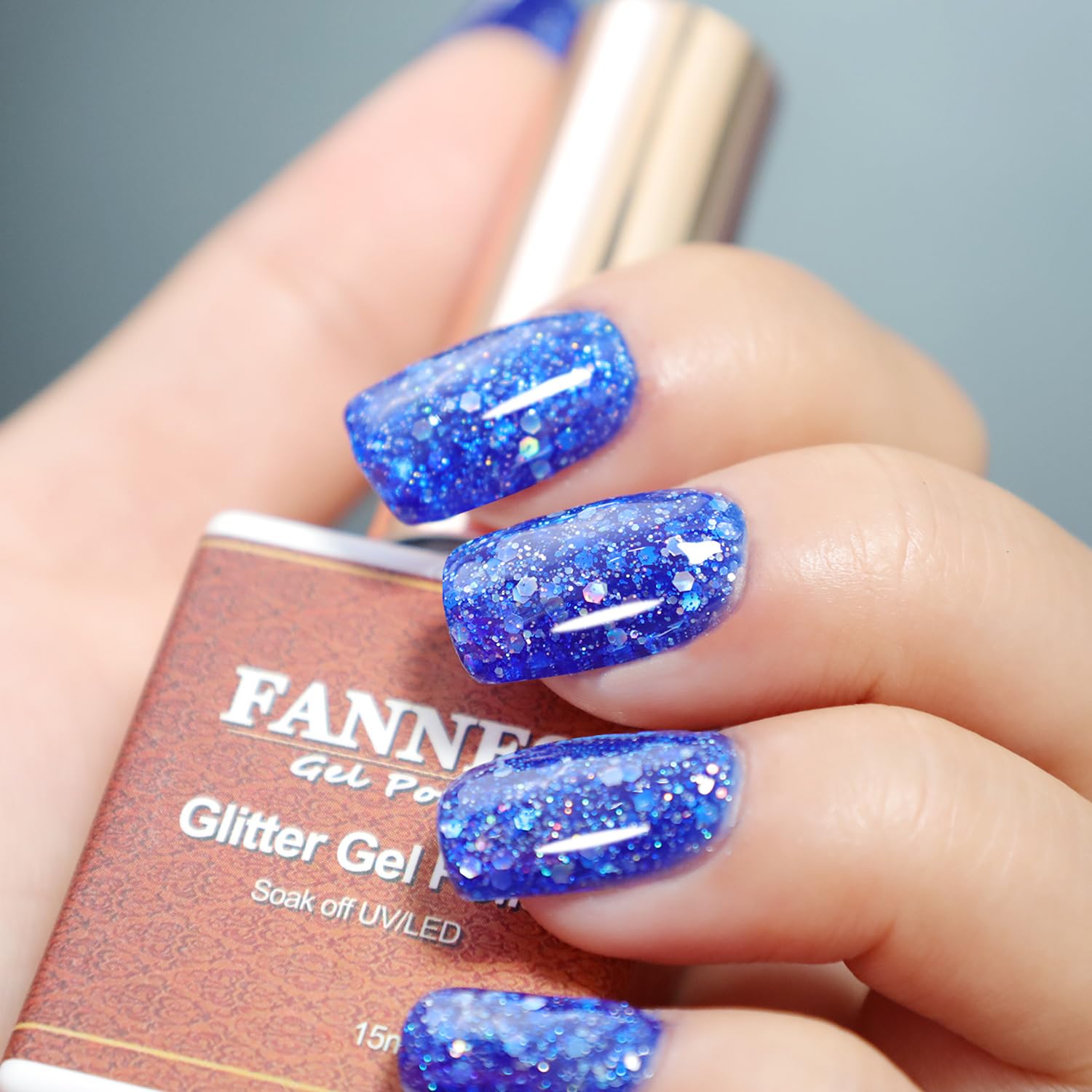 Blue Diamond Glitter Gel Nail Polish - Holographic Soak Off UV/LED Gel for Trendy Summer Nail Art | DIY Manicure Kit for Women & Girls | Perfect for Parties, Weddings & Special Occasions
