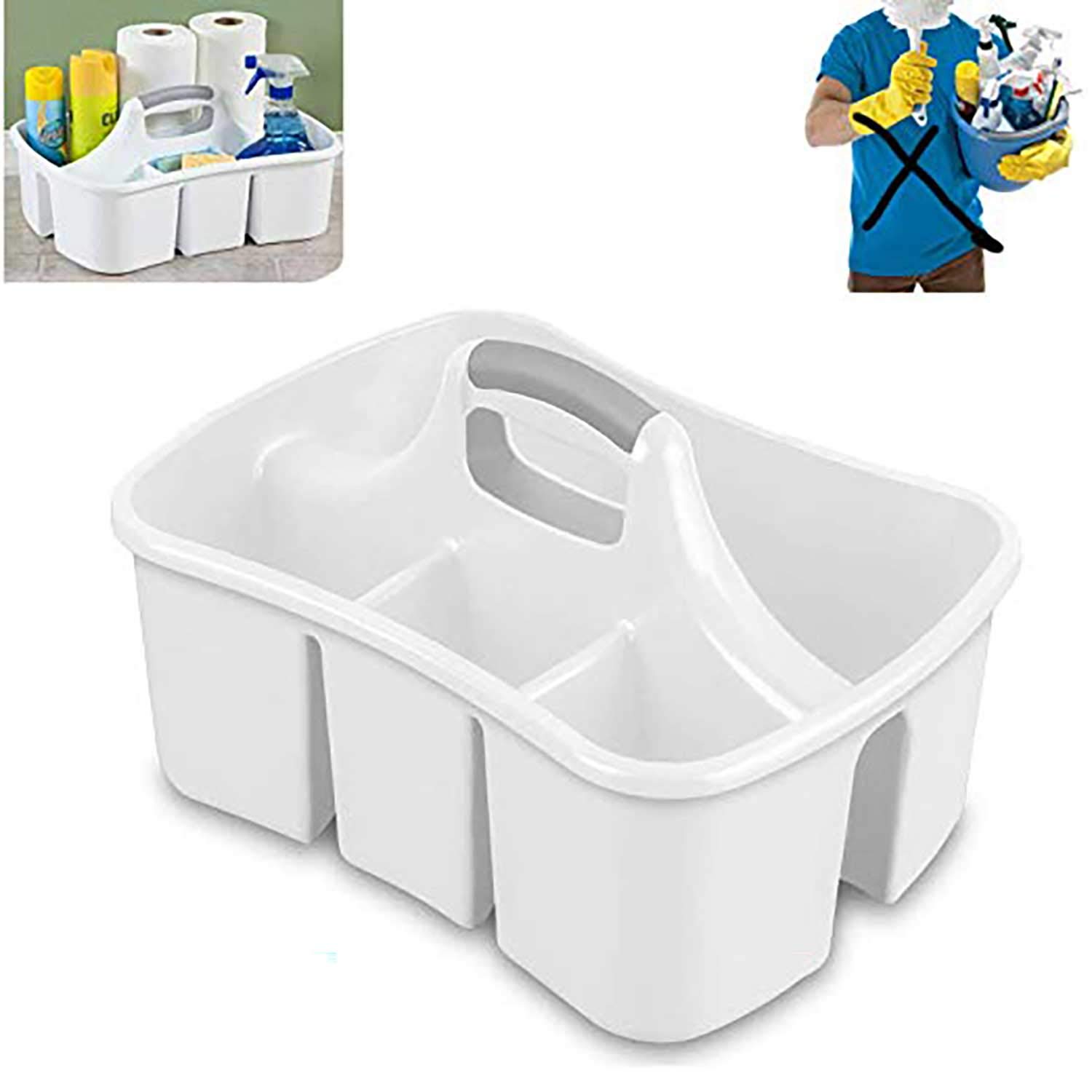 LavoHome Divided Compartment Sink Organizer - Bathroom & Kitchen Storage Caddy for Cleaning Supplies, Shower Accessories, and Janitorial Buckets | Perfect for Under Sink, Cabinet, and Shower Organization