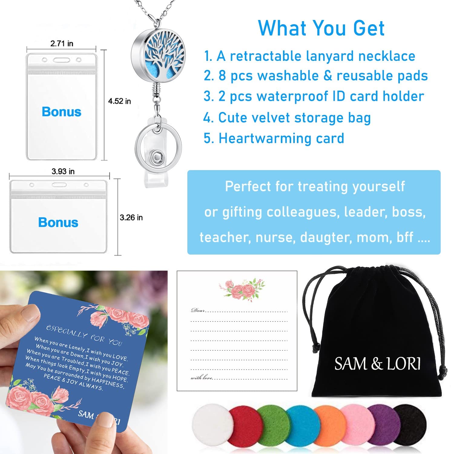 Retractable Lanyard for ID Badges & Keys - Cute Beaded Badge Holder for Nurses, Teachers (Tree of Life Design) - Perfect for Work & Graduation Gifts