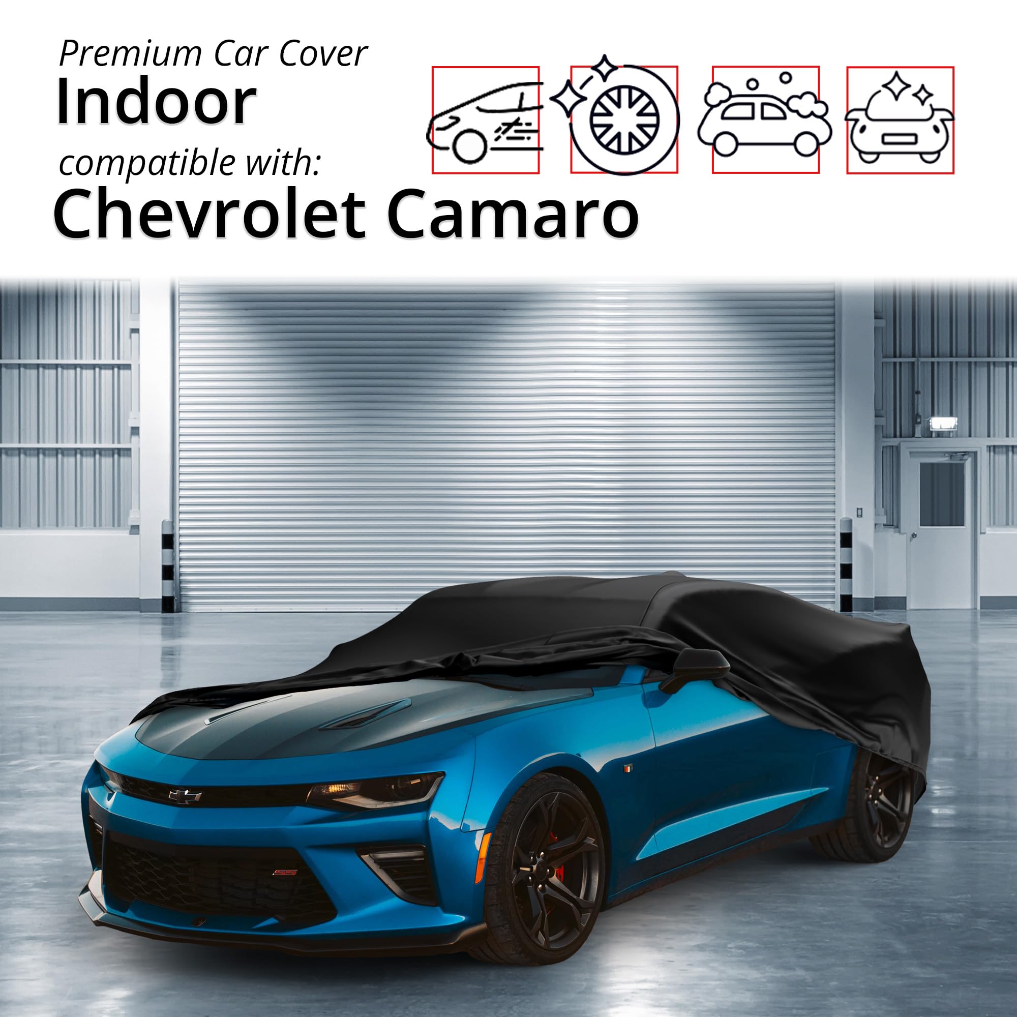 Scratch-Resistant Indoor Car Cover for 1982-1992 Chevrolet Camaro 3rd Gen - Black Satin Ultra Soft Material with Warranty | Perfect for Garage Storage & Vehicle Protection