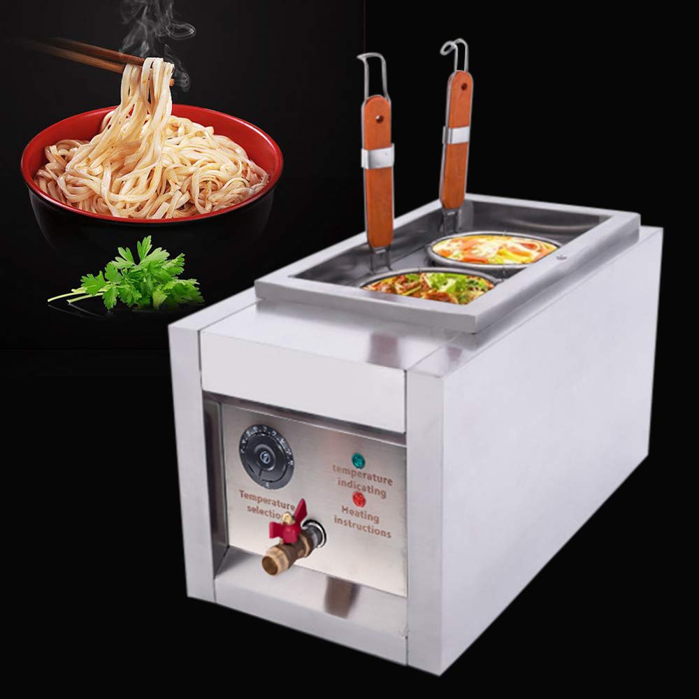 DYRABREST Commercial Electric Pasta Cooker - 2 Hole Noodle Cooking Machine with Stainless Steel Lid & Food-Grade Filters - 110V Pasta Maker for Noodles, Pasta, Dumplings & Soup - Perfect for Restaurants, Catering & Home Kitchens