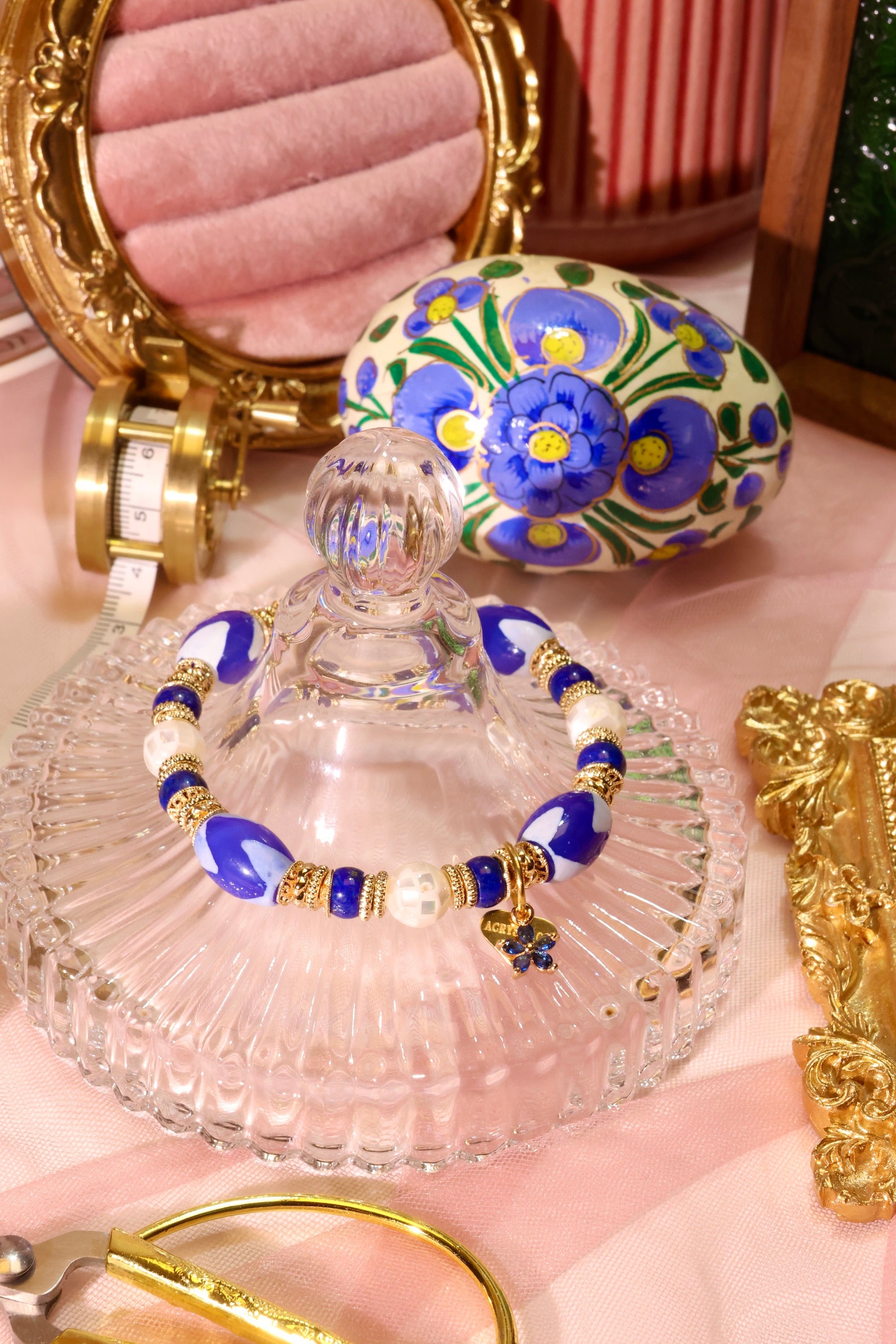 Peranakan Hues Blue Porcelain Bracelet - Handmade Chinese Ceramic Beaded Jewelry for Women | Perfect for Boho Fashion, Cultural Events & Gift Giving