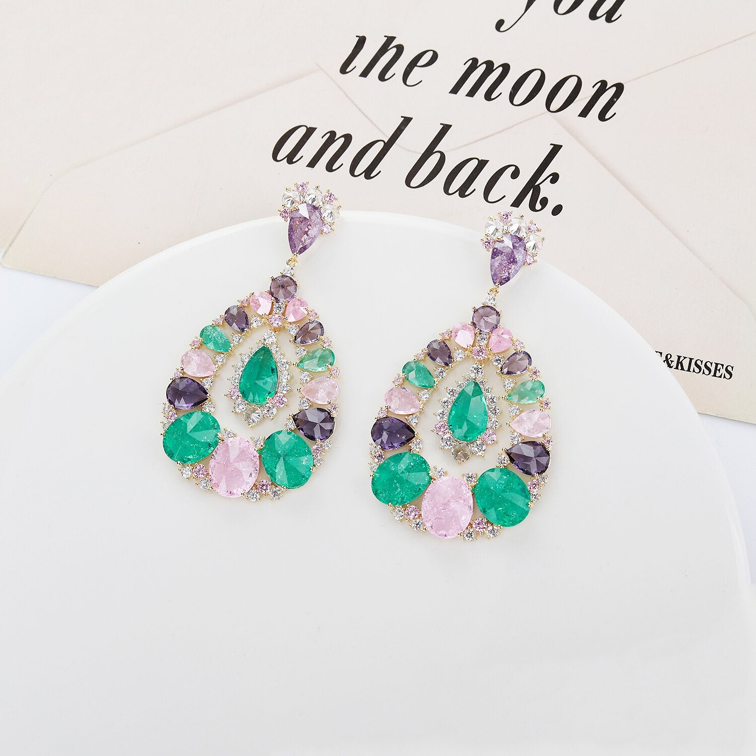 Cubic Zirconia CZ Leaf Earrings for Wedding | Crystal Flower Dangle Earrings for Bride & Women | Birthday Party Jewelry Gift CE11460 | Perfect for Bridal Shower, Anniversary & Special Occasions