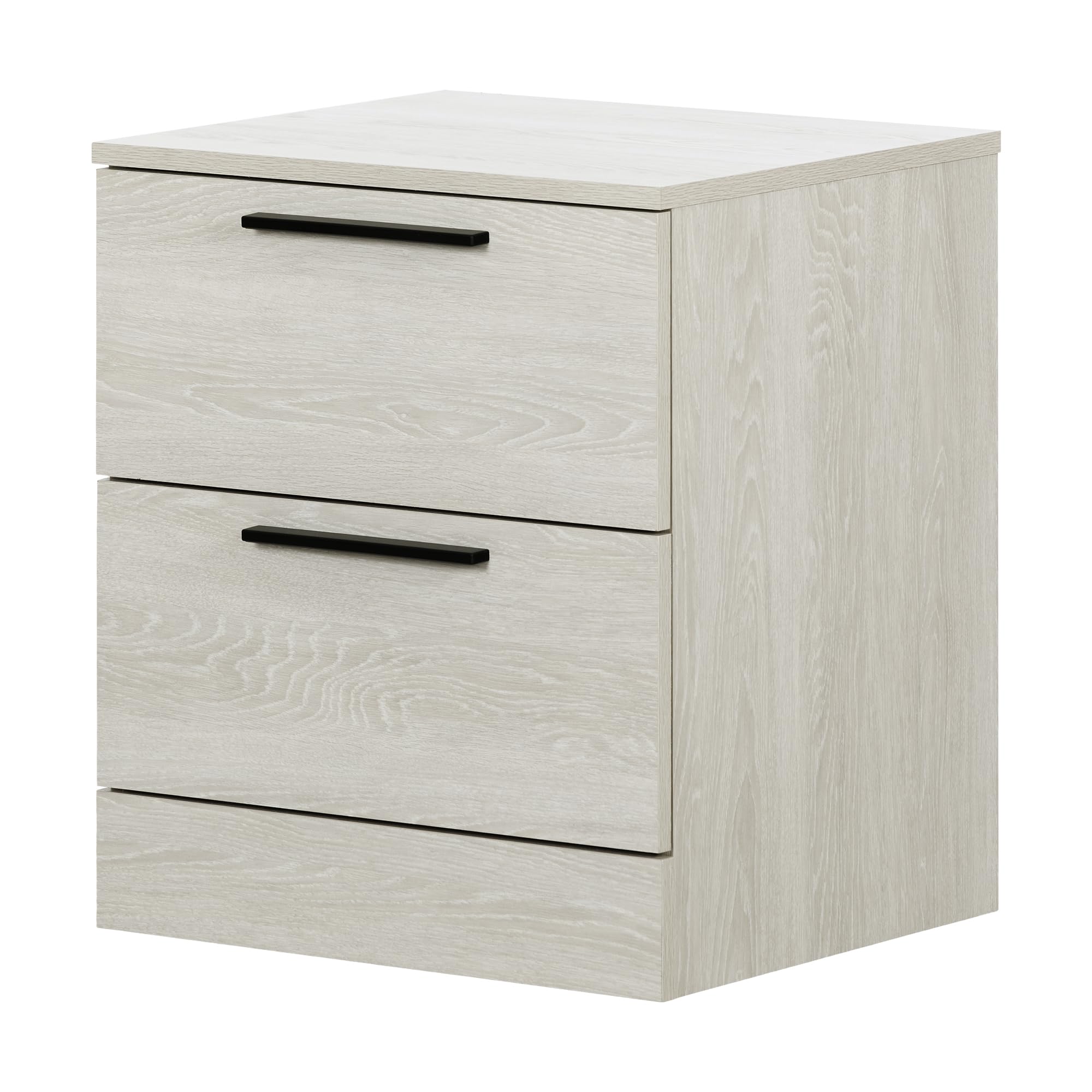 South Shore Step One Essential 2-Drawer Nightstand in Winter Oak Finish - Compact Bedside Table for Small Spaces, Perfect for Bedrooms, Dorms & Apartments