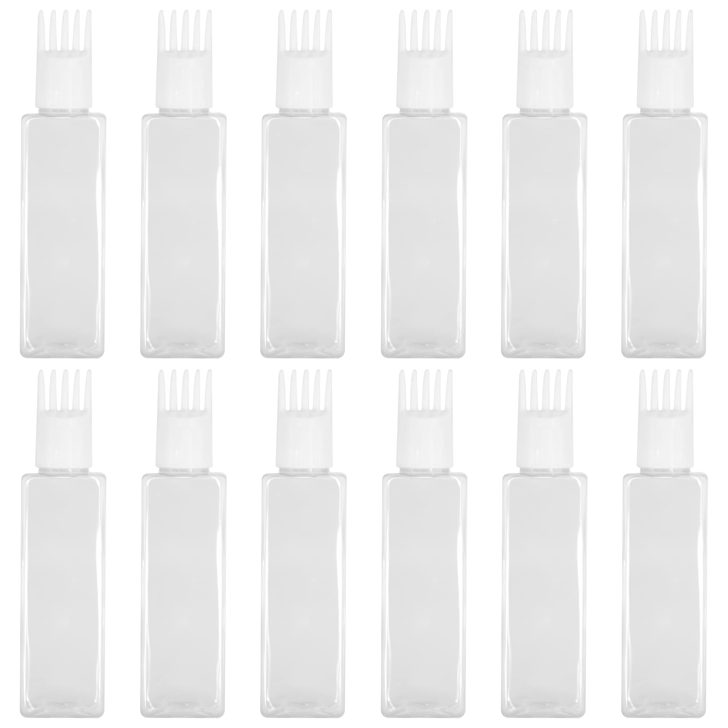 Refillable Empty Hair Root Comb Applicator Bottle 100ml - Pack of 3 | White Rectangular Container for Hair Oil, Shampoo & Medicine Application | Perfect for Salon, Home Hair Care & Travel Use