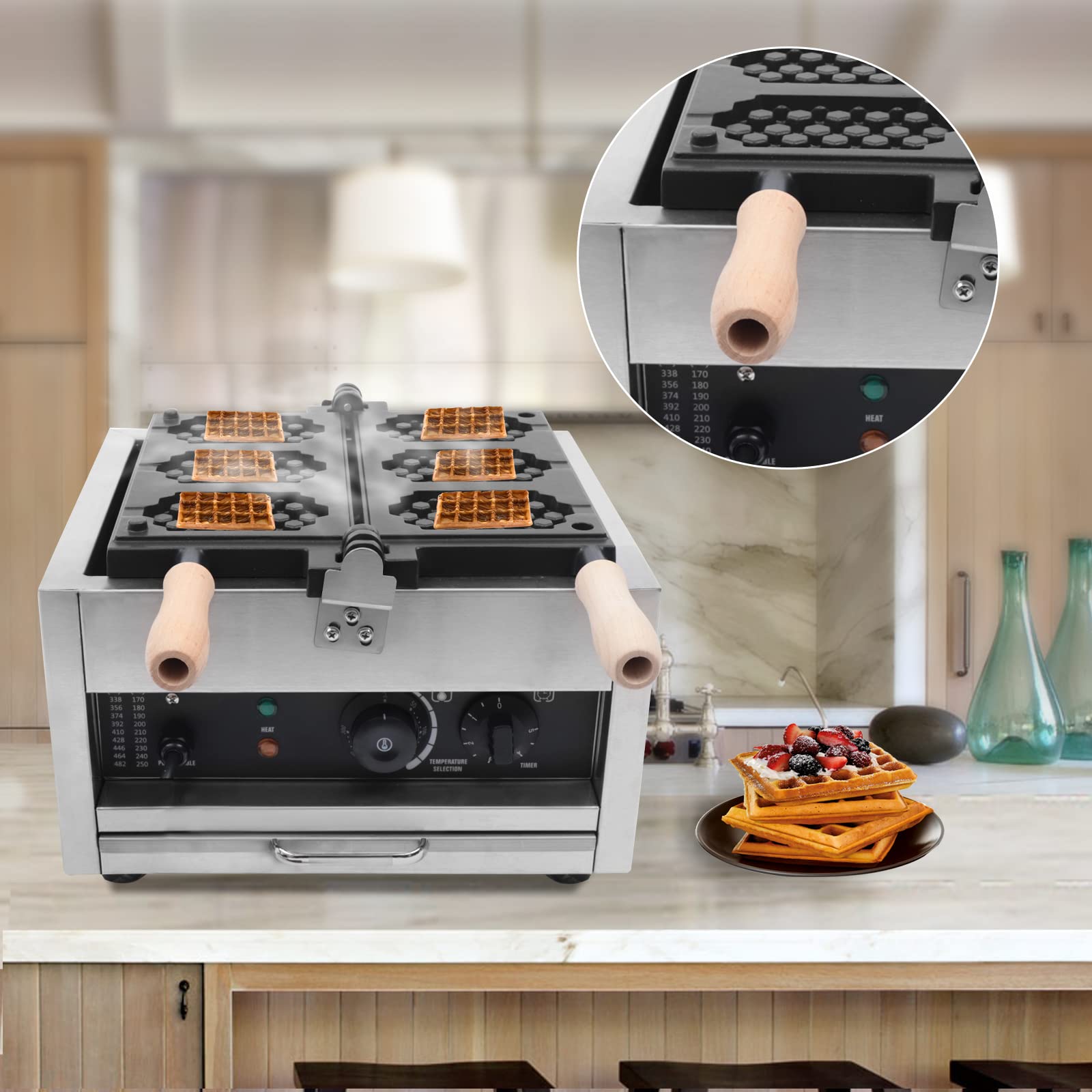 DYRABREST Mini Waffle Maker - Double Sided Non-Stick Honeycomb Waffle Iron for French Toast, Muffins & Pancakes - 110V Electric Home Appliance - Perfect for Breakfast, Brunch & Kids Snacks