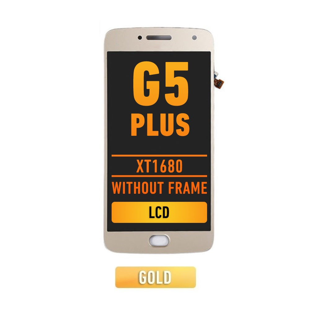 Original Moto G5 Plus (XT1680) LCD Screen Replacement - Gold Display Assembly Without Frame - Fix Cracked or Damaged Screen for Motorola Smartphone - Perfect for DIY Repairs & Home Use