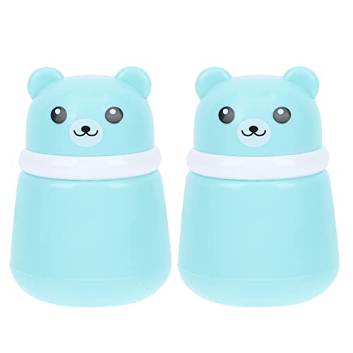 SOLUSTRE 2-Pack Cute Bear Shaped Empty Powder Box with Puff - Baby Talcum Powder Container Case - Blue - Perfect for Baby Care, Travel & Home Organization