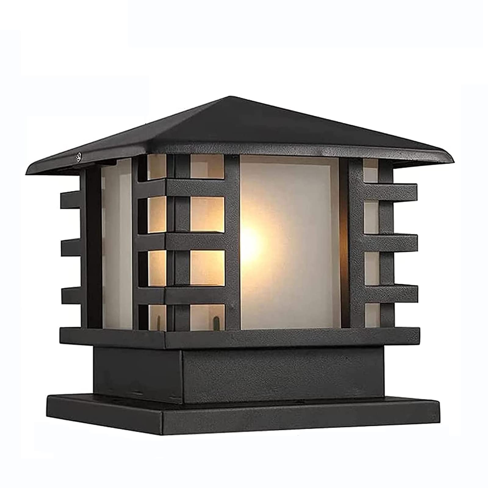 CGJDZMD Outdoor Column Lights - Traditional Square Pillar Lights for Garden, Villa & Park | IP55 Waterproof Aluminum & Glass Exterior Post Lighting | Modern Bronze Post Lamp for Patio, Walkway & Landscape Lighting