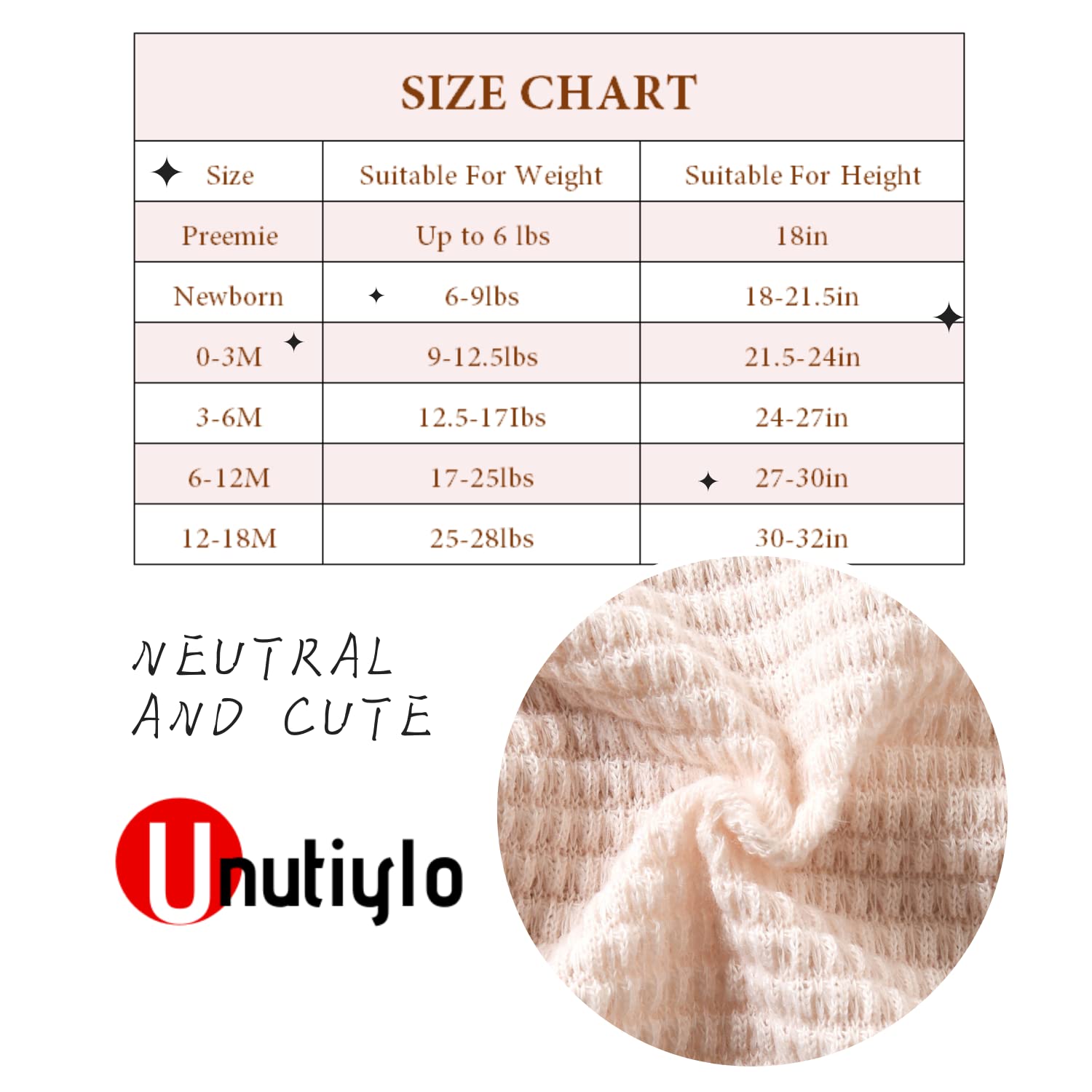 Unutiylo Unisex Preemie Baby Clothes - Neutral Waffle Romper & Pants Set for Newborn Boys & Girls | Soft Short Sleeve Outfits for Hospital, Photography & Everyday Wear