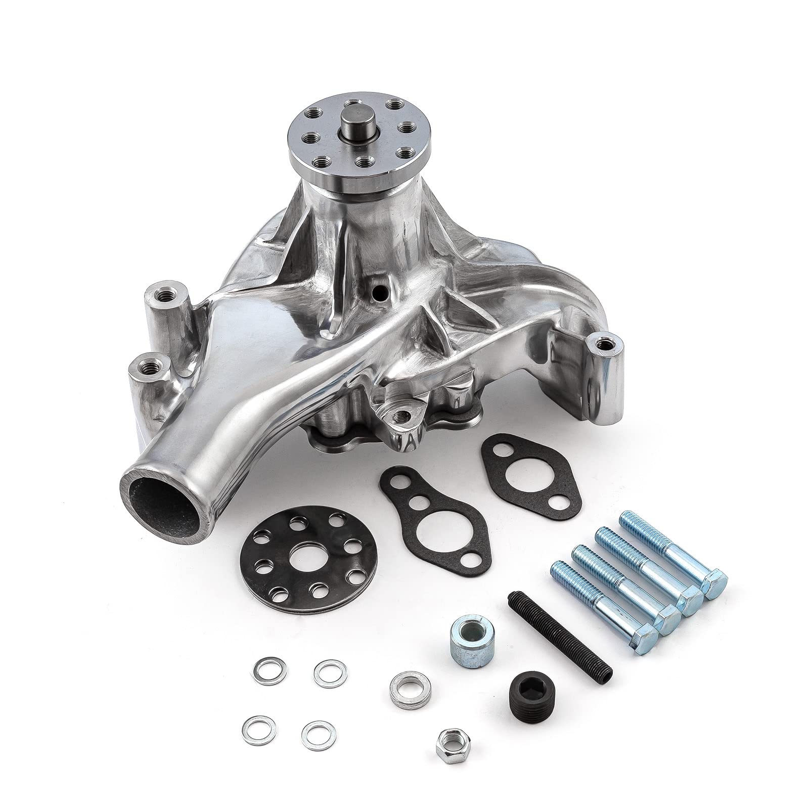Speedmaster PCE195.1005.03 High Performance Aluminum Long Water Pump for Chevy Small Block 350 (SBC) - Polished Finish - Ideal for Hot Rods, Muscle Cars & Engine Upgrades