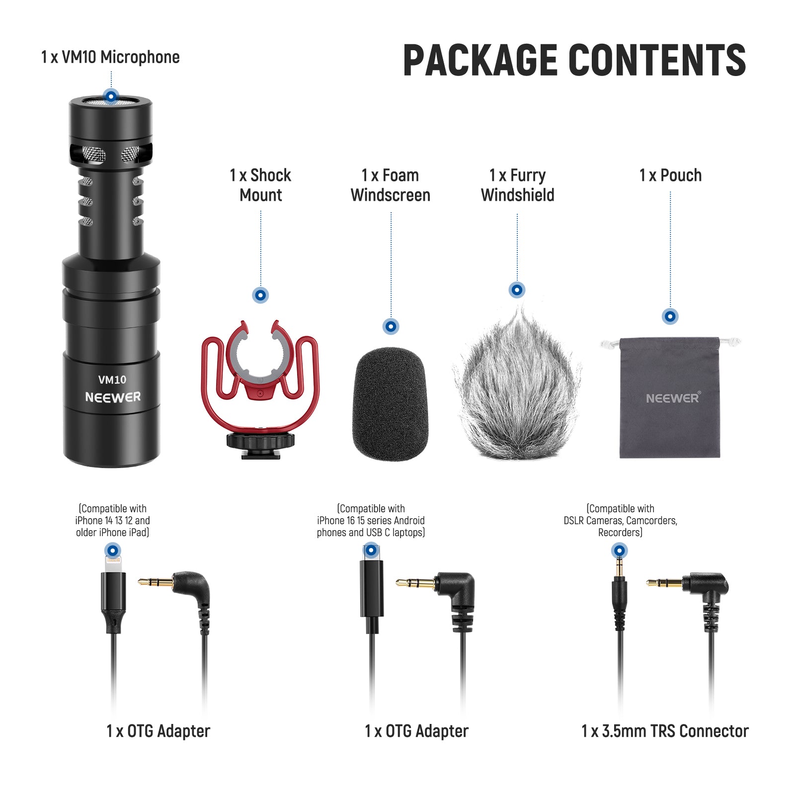 NEEWER VM10 Plug & Play Vlog Microphone with Cardioid Condenser for YouTube, Streaming, Podcasting - Perfect for Content Creators & Gamers