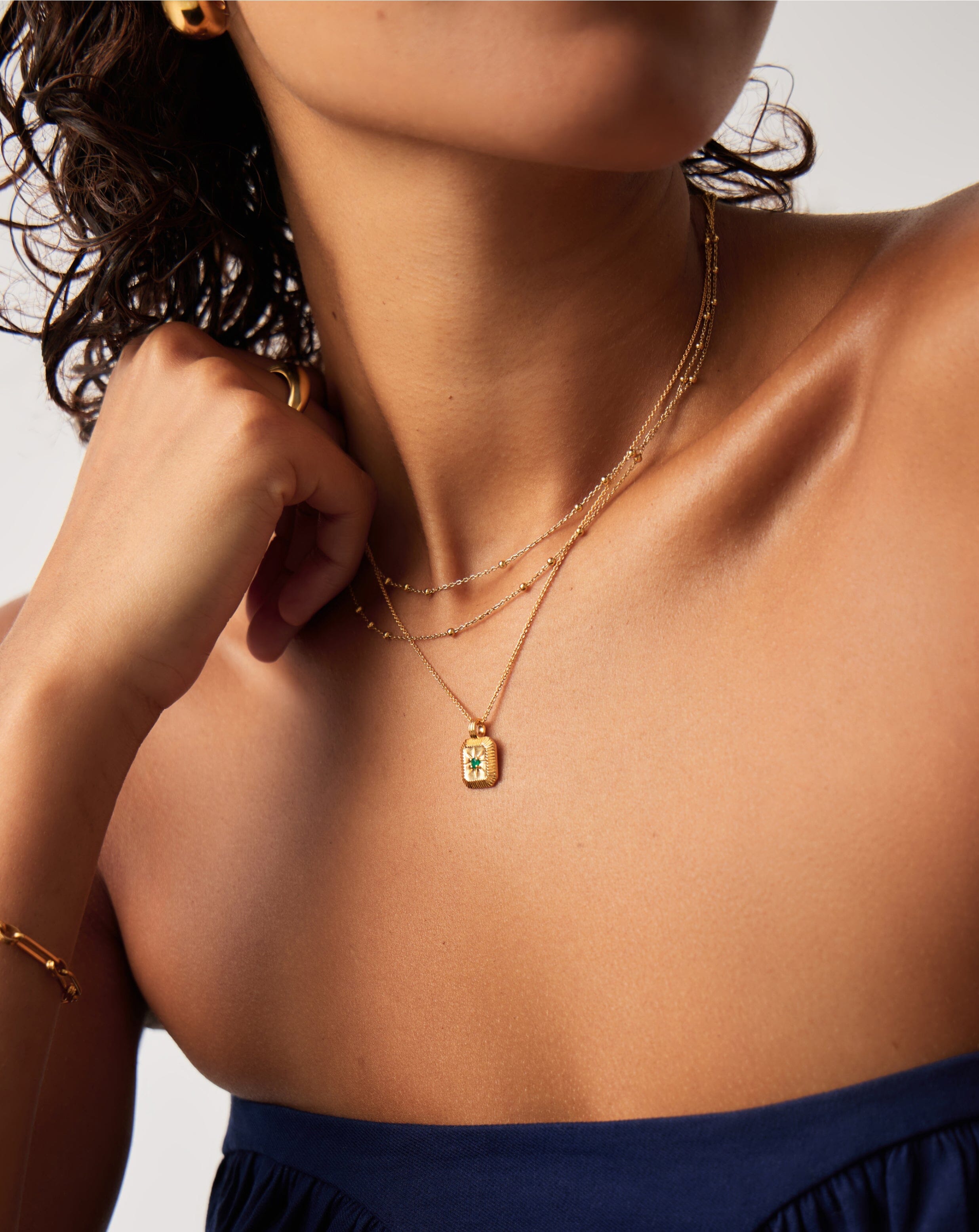 May Birthstone Necklace for Women - 18k Gold Vermeil & Dyed Green Chalcedony Pendant | Elegant Jewelry Gift for Mother's Day, Birthday & Anniversary