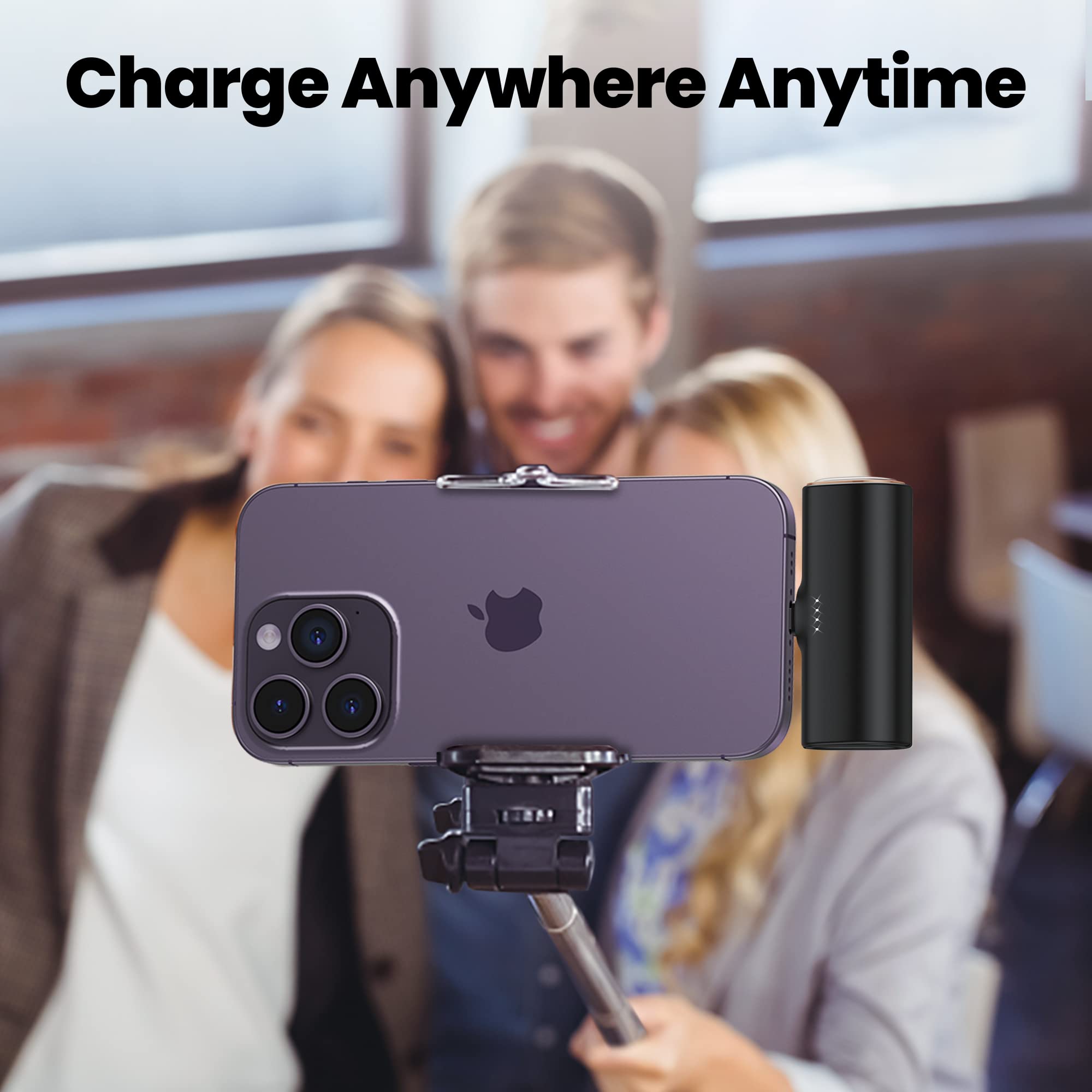 5000mAh Mini Portable Charger for iPhone - Built-in Lightning Plug, Fast Charging Power Bank for iPhone/iPad/AirPods - Perfect for Travel, Camping & Emergency Power Backup