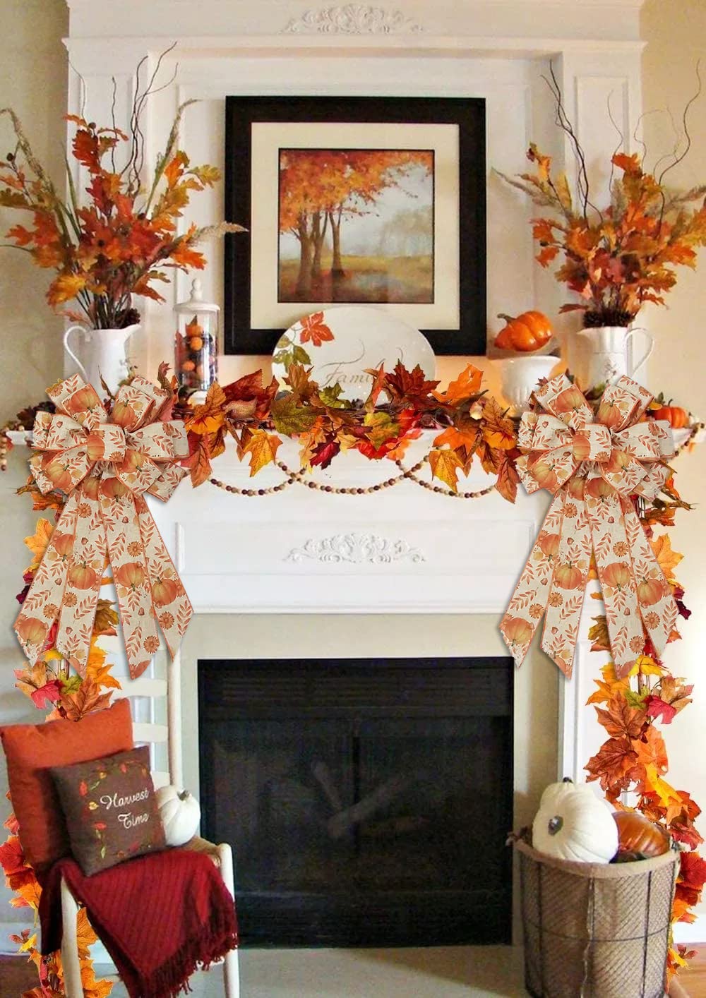 Fall Bows for Wreaths - Orange Burlap Bows for Thanksgiving Decor & Front Door