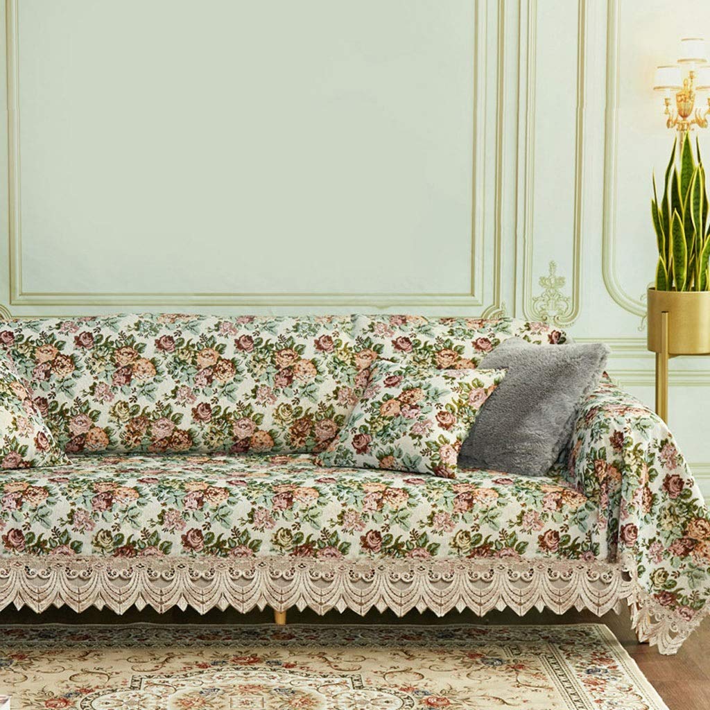 European-Style Sofa Slipcover - Jacquard Fabric Couch Cover, All-Inclusive Sofa Towel & Cushion Protector (180x350cm) - Elegant Living Room Dust Cover for Home Decor & Pet Protection