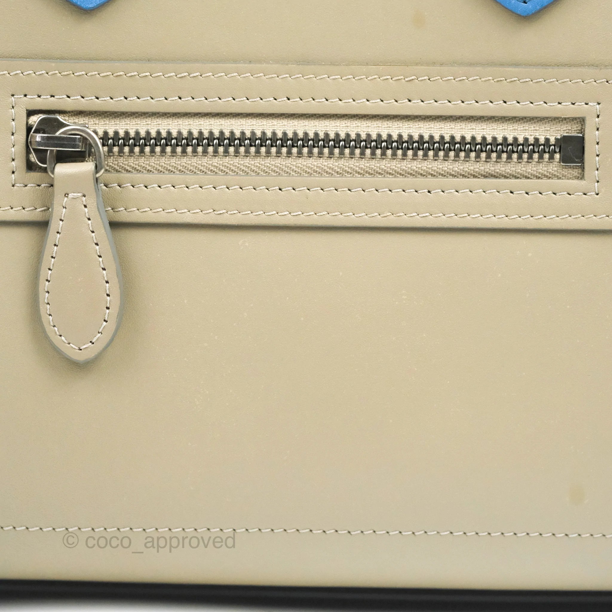 Celine Micro Luggage Bag in Taupe, Blue & Black Calfskin Leather - Perfect for Work, Travel & Everyday Luxury Handbag