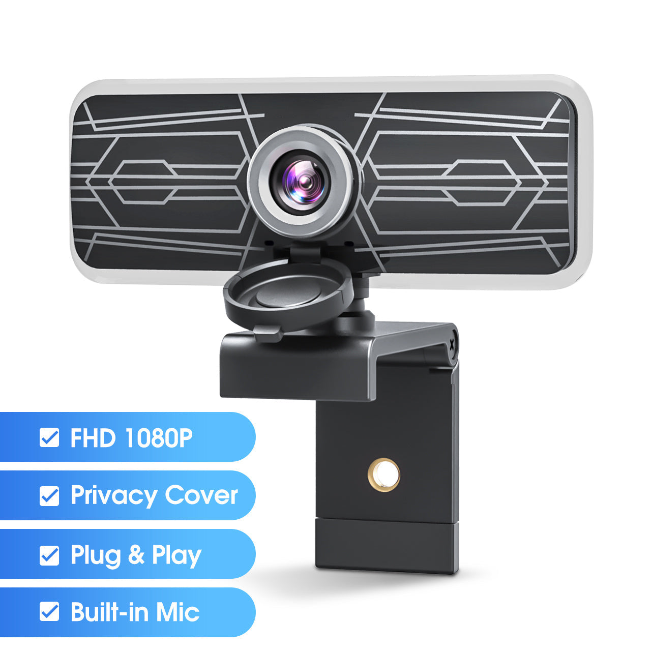 PC317 1080P HD Webcam with Dual Noise-Canceling Microphones & Privacy Cover - Perfect for Video Conferencing, Online Classes, and Streaming
