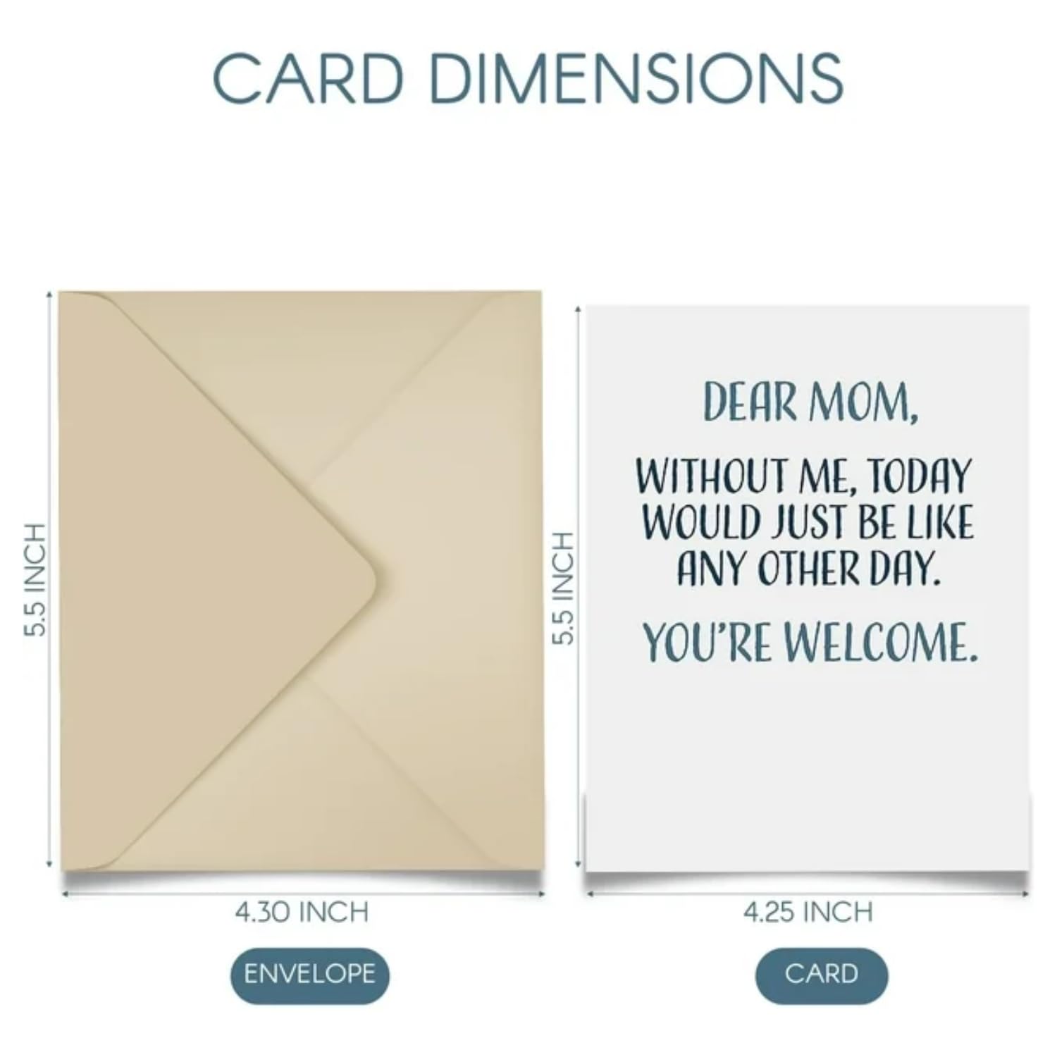 Funny Mothers Day Card - Single 4.25 X 5.5 Greeting Card with Envelope, Blank Inside, Humorous Message for Mom, Perfect for Mother's Day Gifts, Office, Home, or Party Celebrations