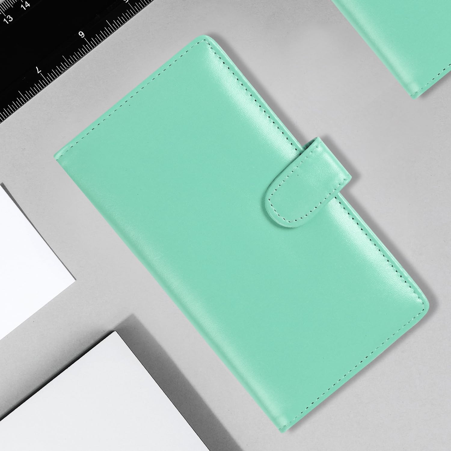Sanlykate RFID Blocking PU Leather Checkbook Cover with Pen Slot & Button Closure - Standard Size for Duplicate, Top & Side Tear Checks - Perfect for Business, Office & Personal Finance Organization