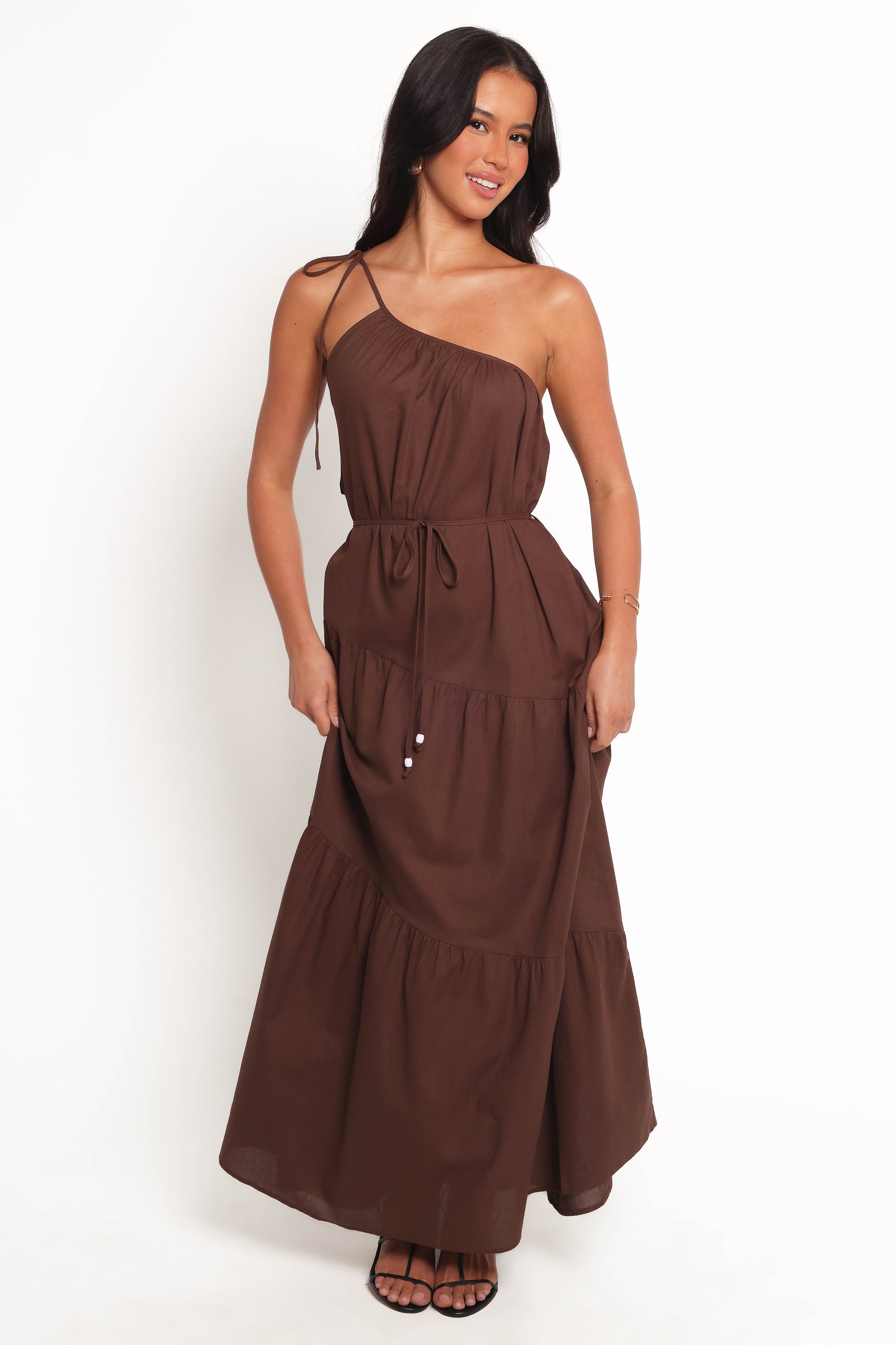 Hilde Maxi Dress for Women - Elegant Chocolate Brown Long Flowy Dress for Summer, Beach, Party & Casual Wear