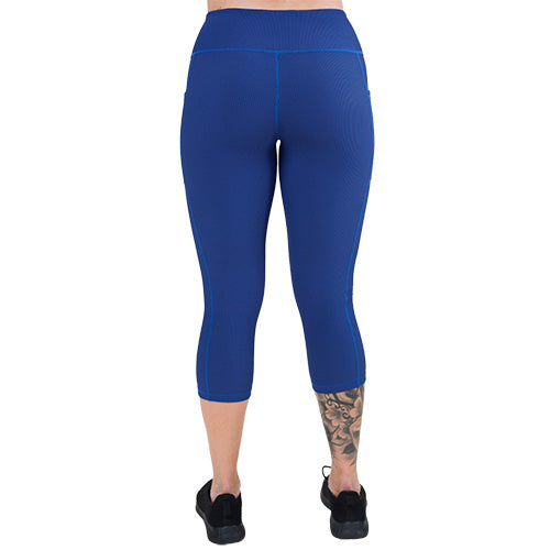 High Waist Ribbed Leggings for Women - Navy Blue Yoga Pants with Tummy Control | Perfect for Workout, Yoga, Running & Lounge Wear