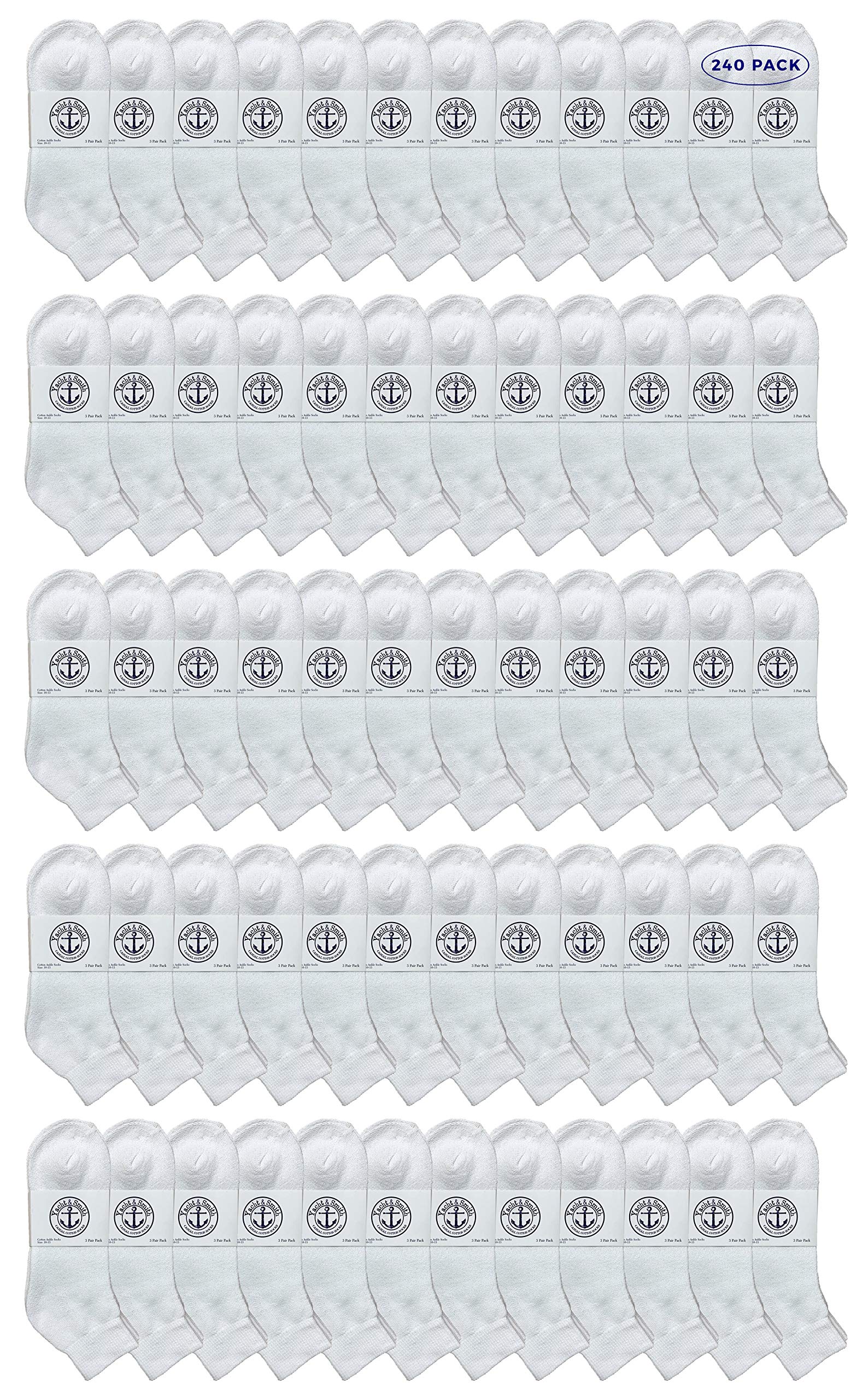 Yacht & Smith Men's Cotton Athletic Mid Ankle Socks - Bulk Pack (Size 10-13) - Breathable Sports Socks for Running, Gym & Casual Wear