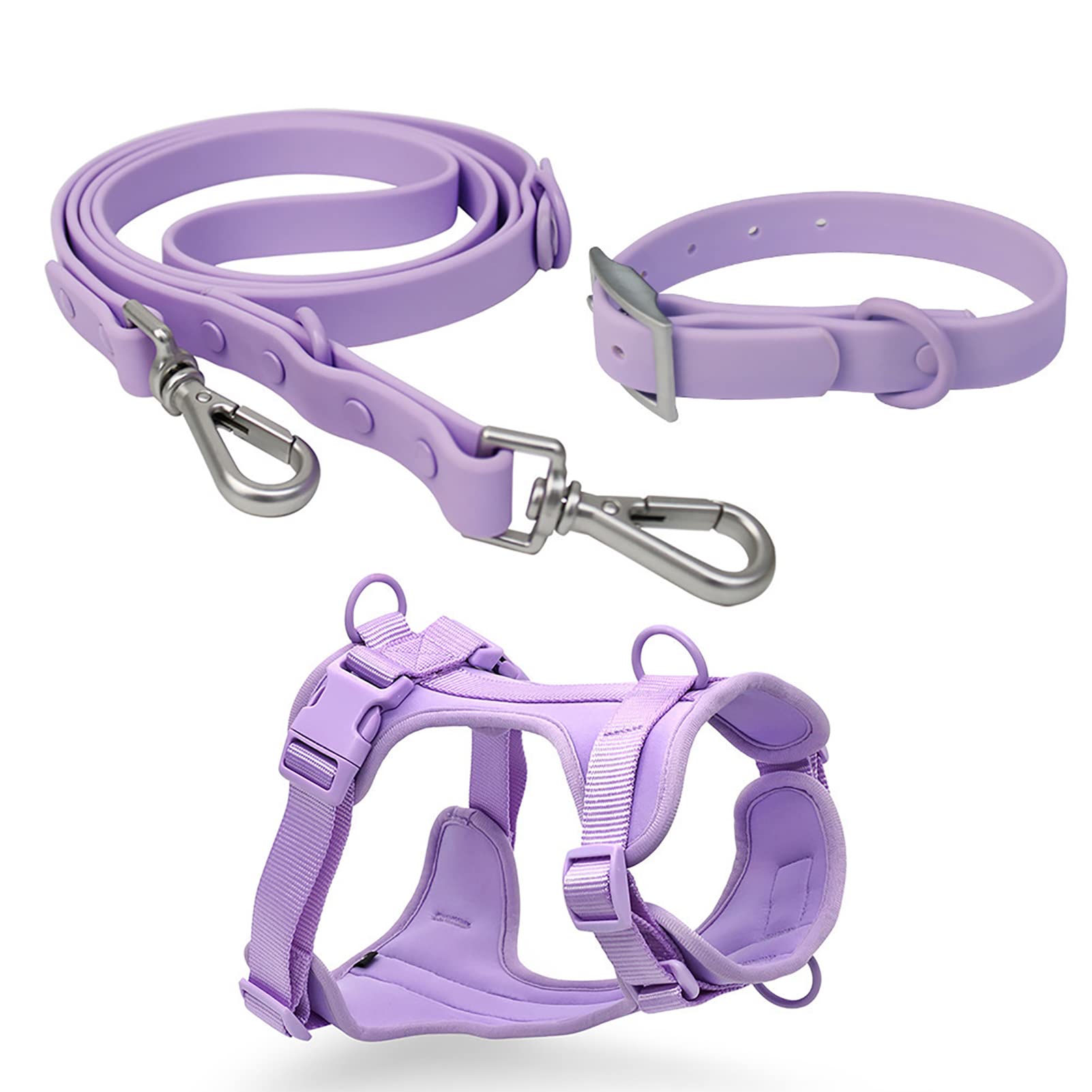 HGKL No Pull No Choke Dog Harness - Adjustable Soft Padded Pet Vest with Leash Collar Set (Purple, XL) for Small Medium Large Dogs - Perfect for Walking, Training & Outdoor Adventures