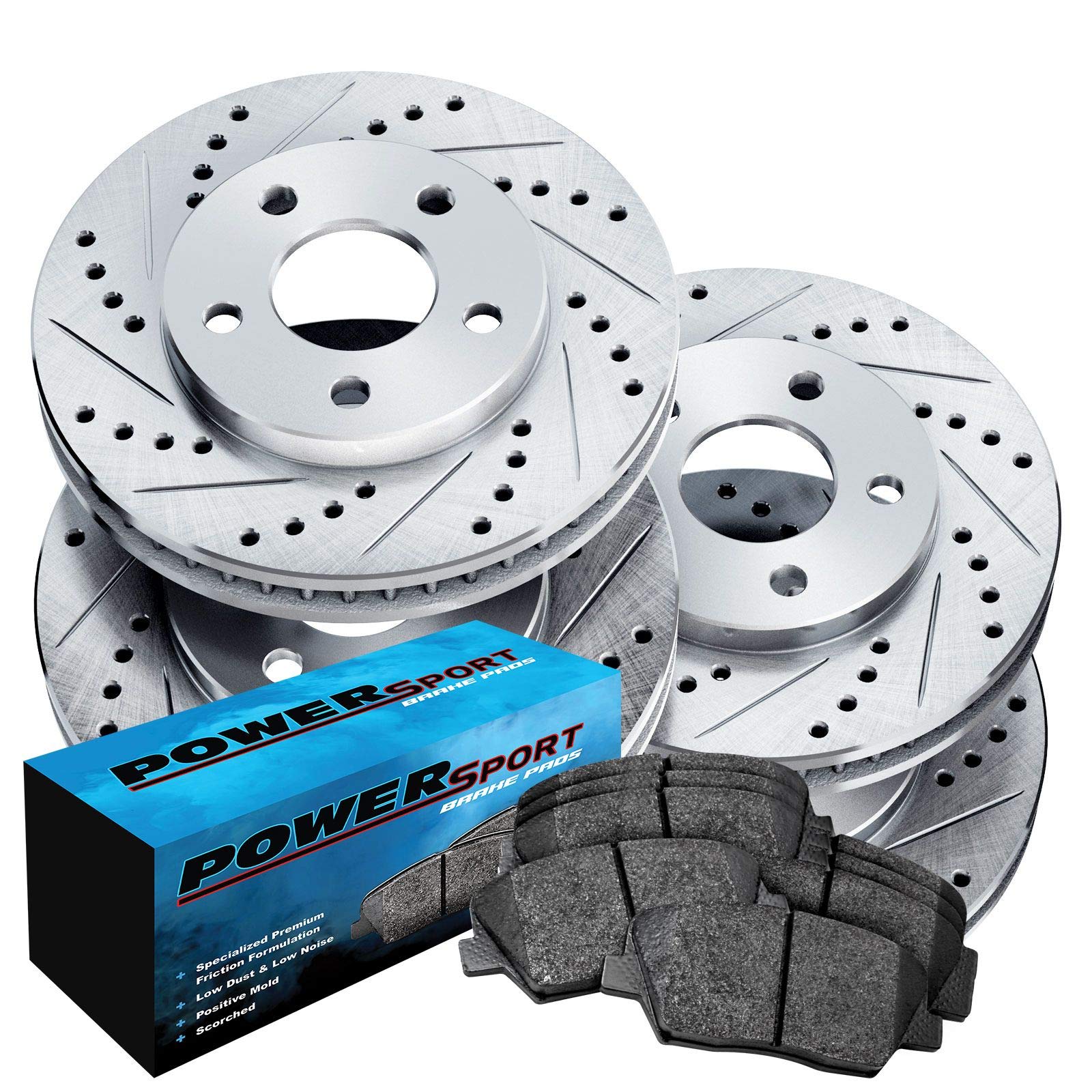 Premium PowerSport Front & Rear Brake Pads & Rotors Kit - Semi-Metallic Brake System for 2013-2015 Jaguar XF | High-Performance Braking for Daily Commute & Sport Driving