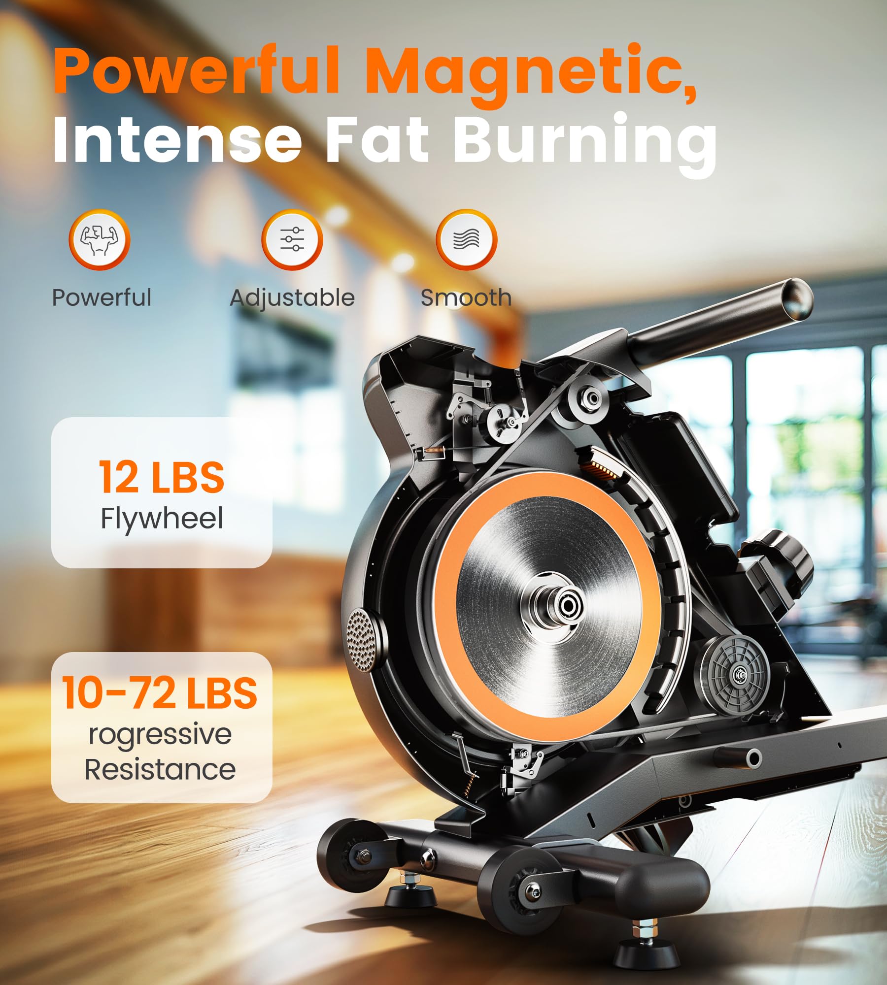 YOSUDA Magnetic Rowing Machine for Home Gym - 350 LB Weight Capacity, LCD Monitor, Tablet Holder & Comfortable Seat Cushion | Perfect for Full-Body Workout, Cardio Training & Small Space Fitness