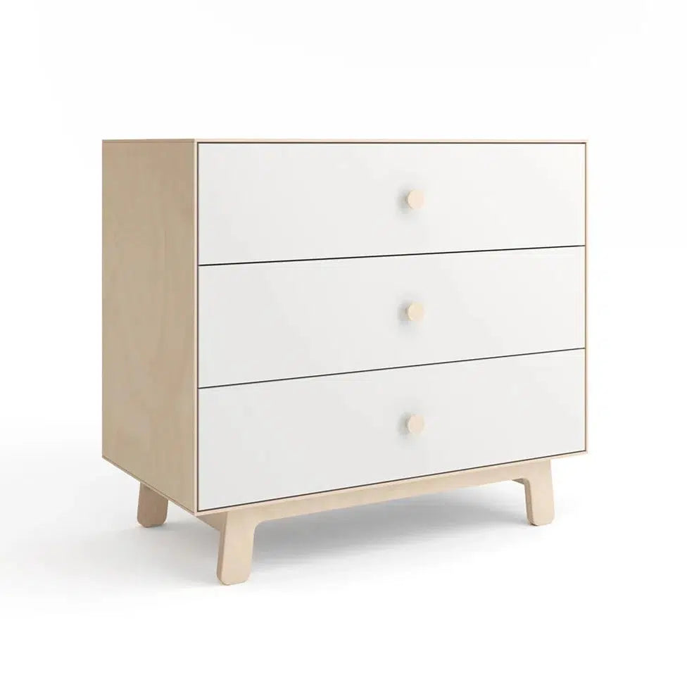Oeuf Sparrow 3-Drawer Dresser in White and Birch - Perfect for Nursery, Kids Room & Bedroom Storage