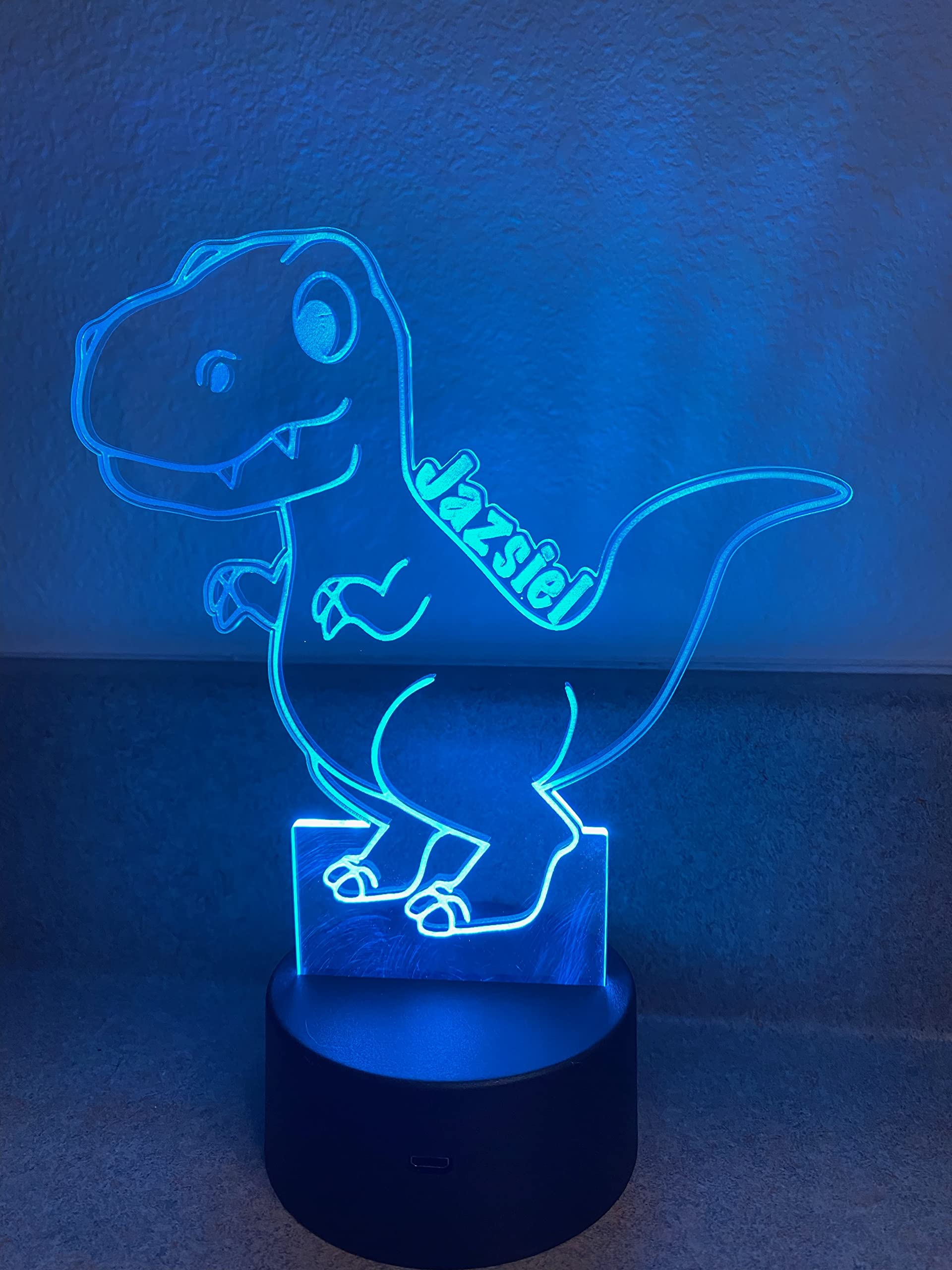 Personalized Dinosaur LED Night Light - Custom Kids Room Decor with T-Rex Design (Bow Option) | Cute Night Light for Boys & Girls | Perfect Bedroom Lighting, Birthday Gift & Nursery Decor