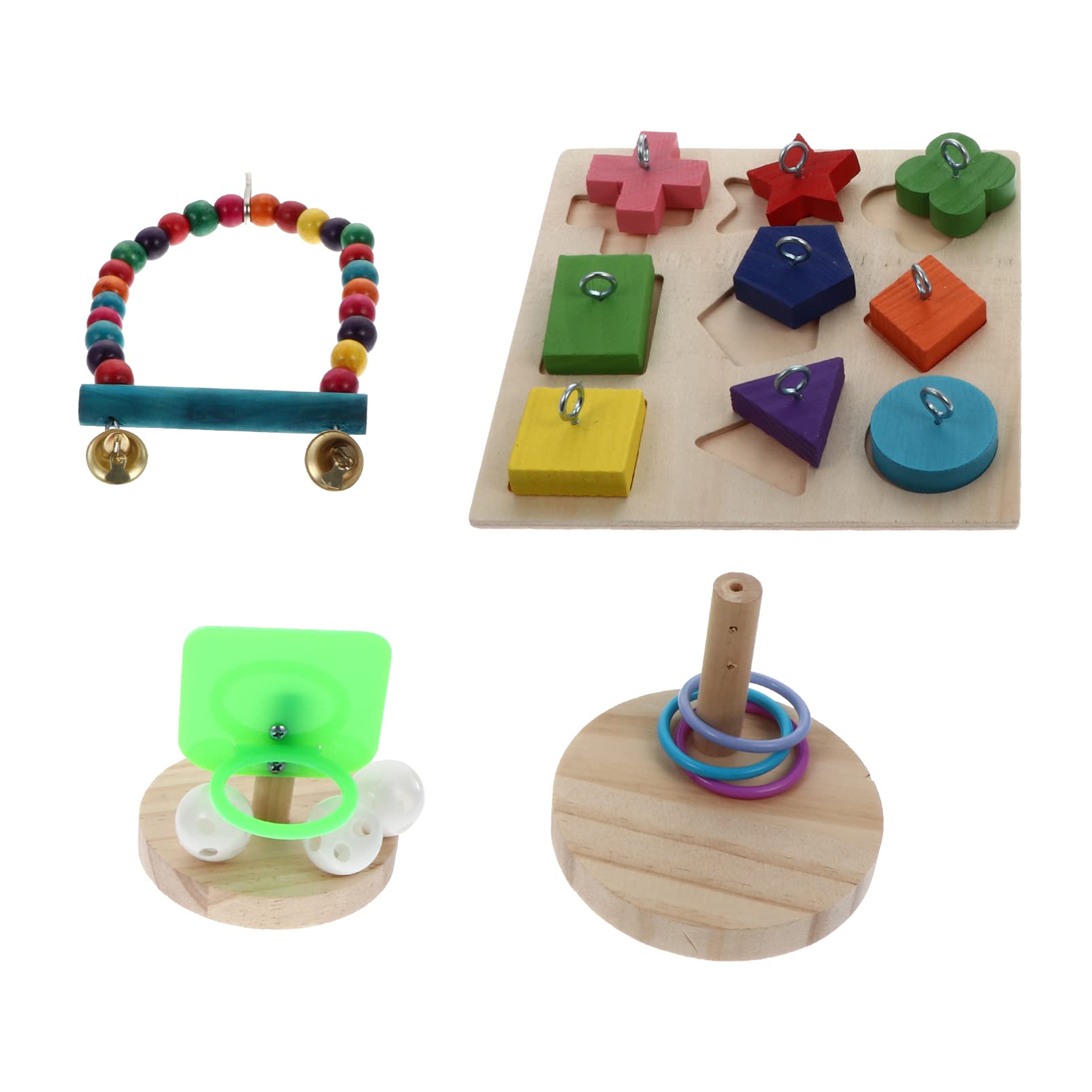 Balacoo 4-Piece Parrot Chewing Toy Set - Interactive Bird Training & Trick Toys for Parrots - Fun Pet Bird Swing & Intelligence Toys for Playtime & Mental Stimulation