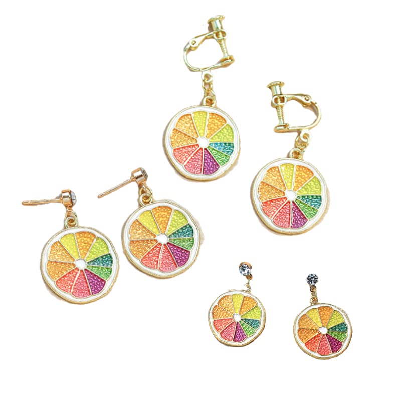 TOUWEN 2022 Summer Colorful Lemon Slice Earrings - Cute Fruit Style Dangle Earrings for Women & Girls - Trendy Statement Jewelry Gift - Perfect for Beach Parties, Summer Outfits and Casual Wear