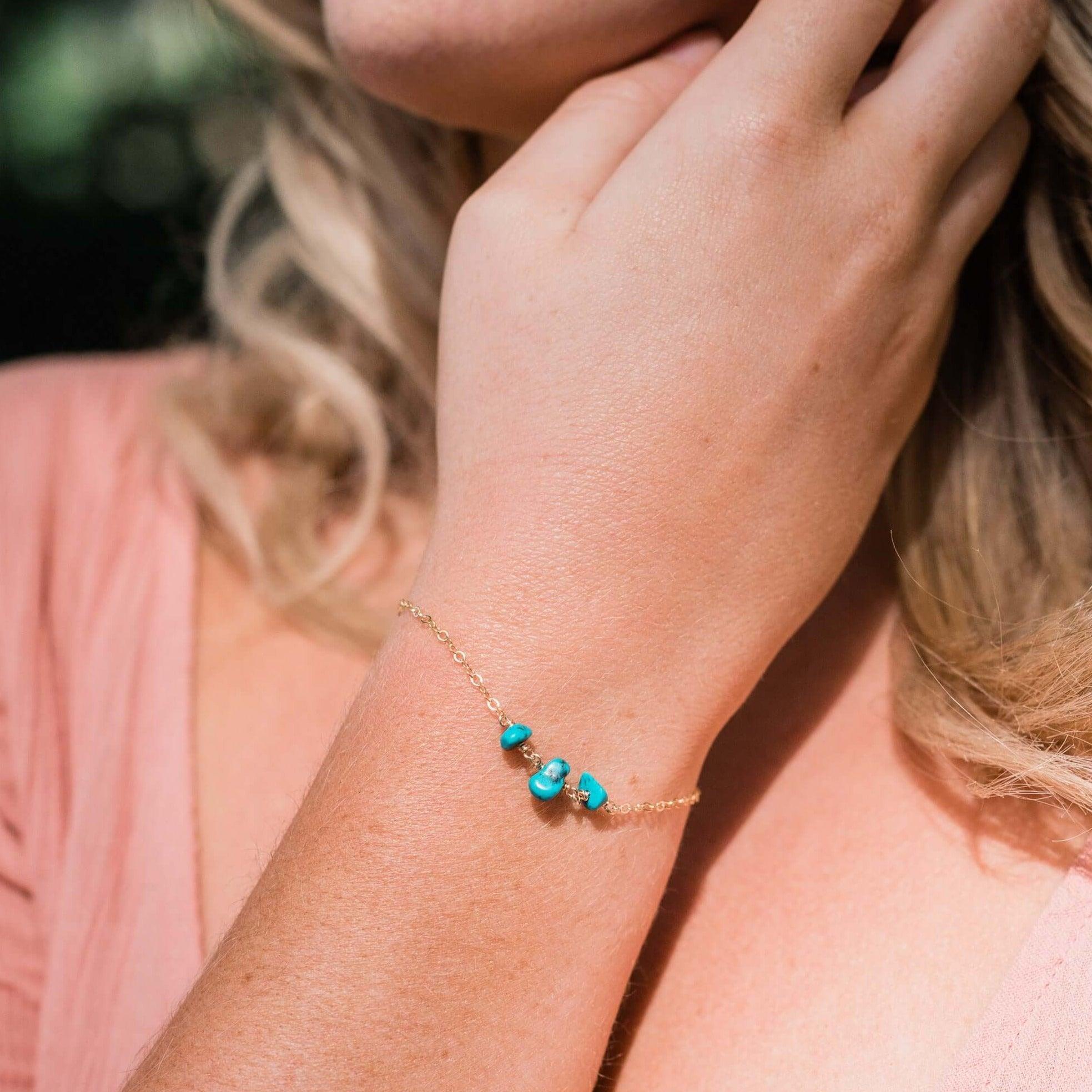 Turquoise Beaded Chain Bracelet for Women - Handmade Boho Chic Jewelry - Perfect for Casual Wear, Parties & Gifts
