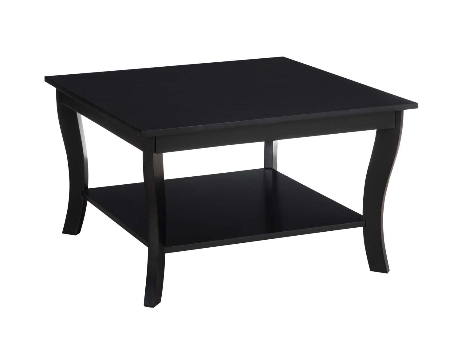 Convenience Concepts American Heritage Square Coffee Table - Black Wooden End Table for Living Room, Sofa & Lounge Furniture - Perfect for Home Decor, Family Gatherings & Coffee Time