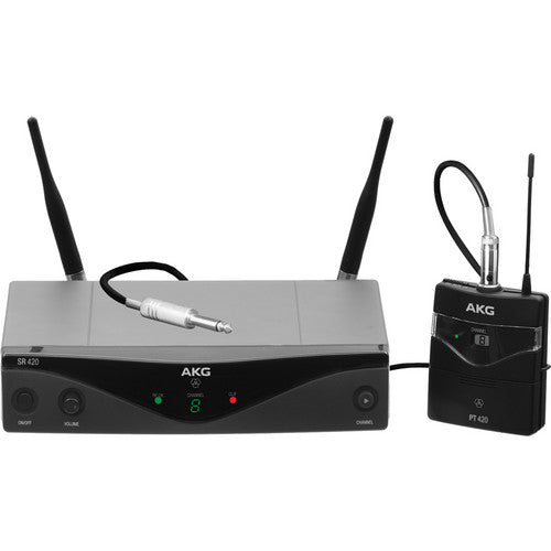 AKG WMS420 Wireless Instrument System (Band A: 530-559MHz) - Professional Wireless Microphone System for Live Performances, Theater & Studio Recording