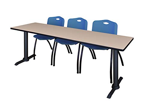 Regency Cain 84-inch Cherry Wood Training Table and M Chair Set - Perfect for Home Office, Conference Rooms & Professional Workspaces
