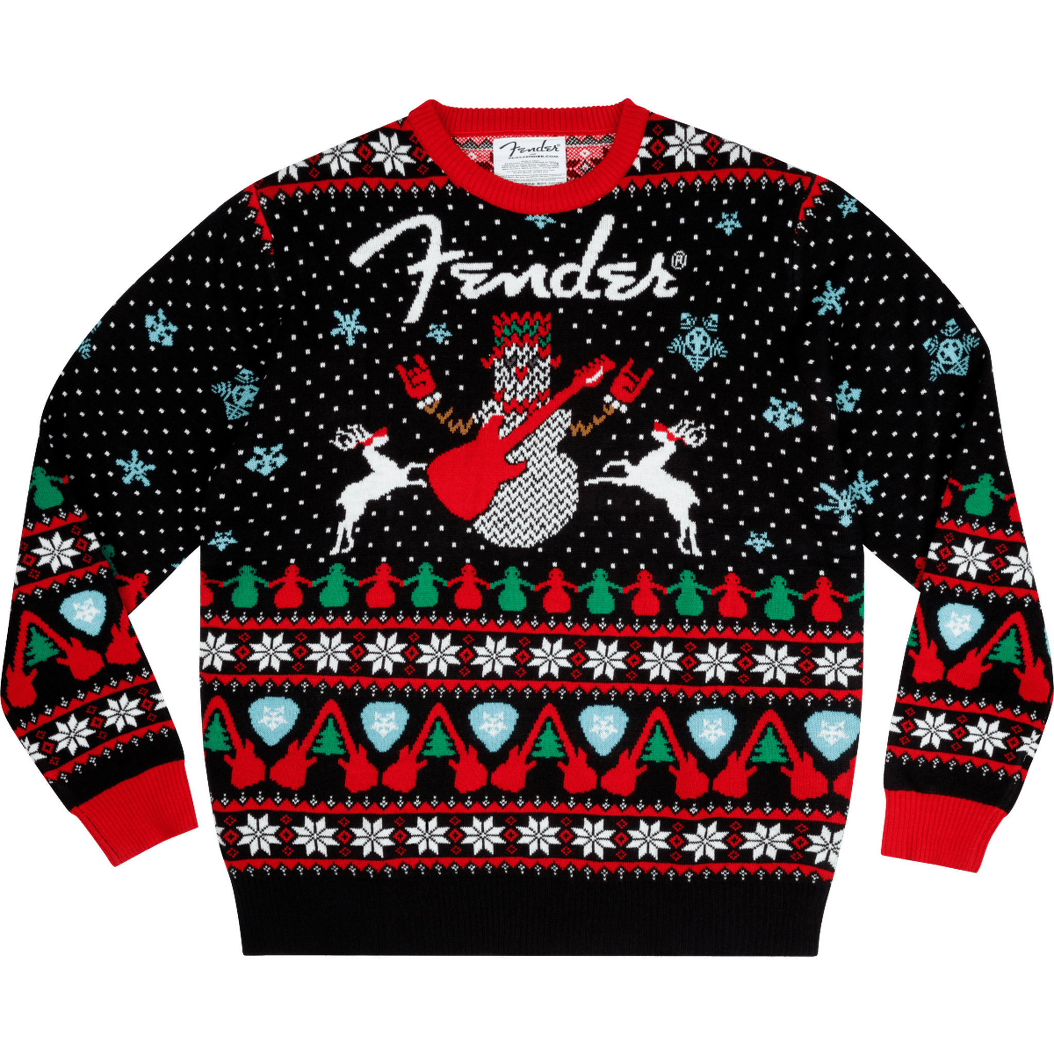 Fender Ugly Christmas Sweater - Black XL | Vintage Rock Band Holiday Pullover for Men & Women | Perfect for Christmas Parties & Gifts