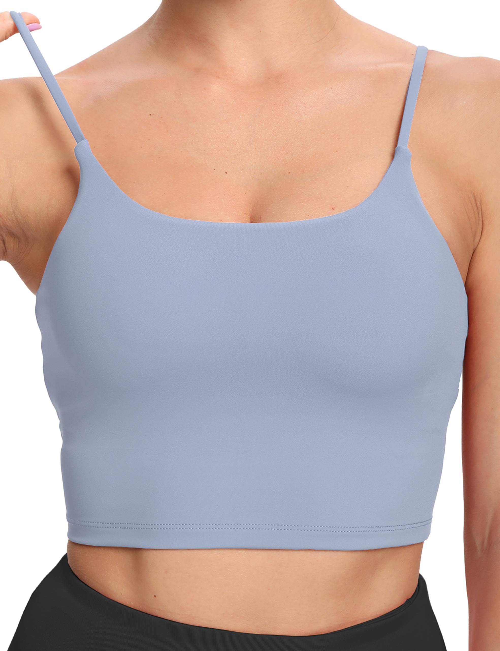 HHUQ Women's Longline Sports Bra - Wirefree Padded Medium Support Yoga Bras for Running, Workout & Gym - Comfortable Tank Tops for Active Lifestyles