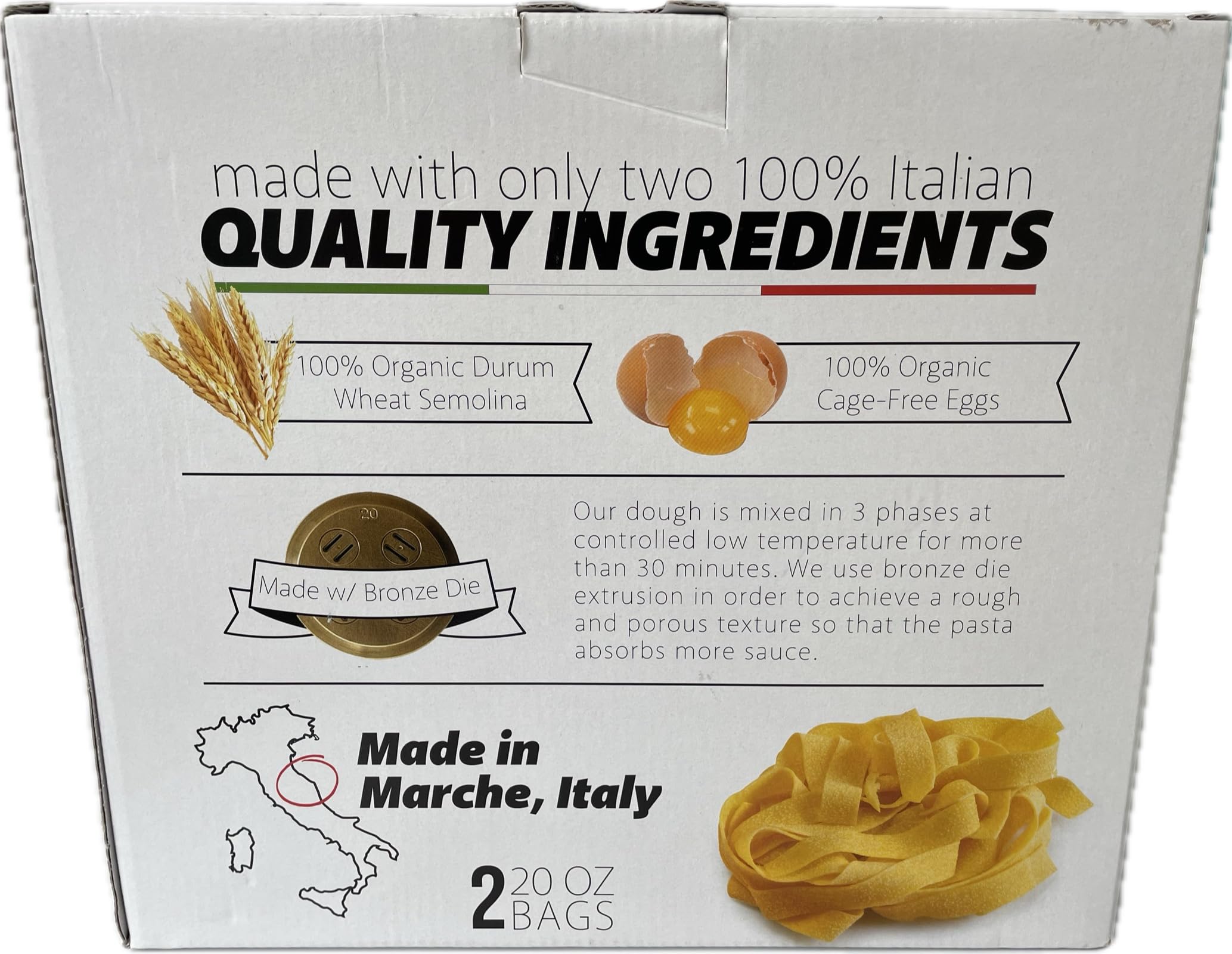 Monte Pollino Organic Pappardelle Egg Pasta - 2.5 lbs | Authentic Italian Wide Ribbon Noodles | Perfect for Homemade Pasta Dishes, Carbonara & Hearty Sauces