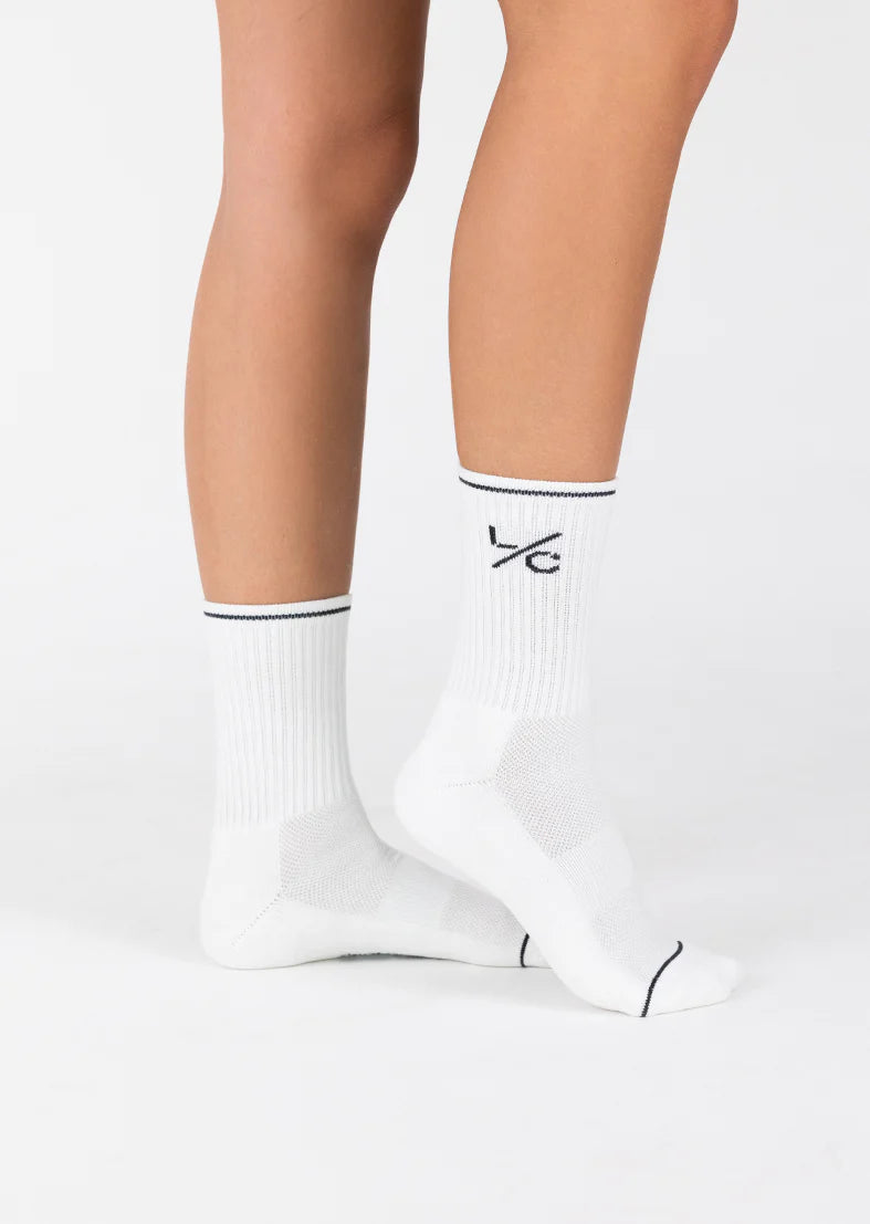 Club LC White Socks - Comfortable Cotton Crew Socks for Men & Women - Perfect for Casual Wear, Sports & Gifts